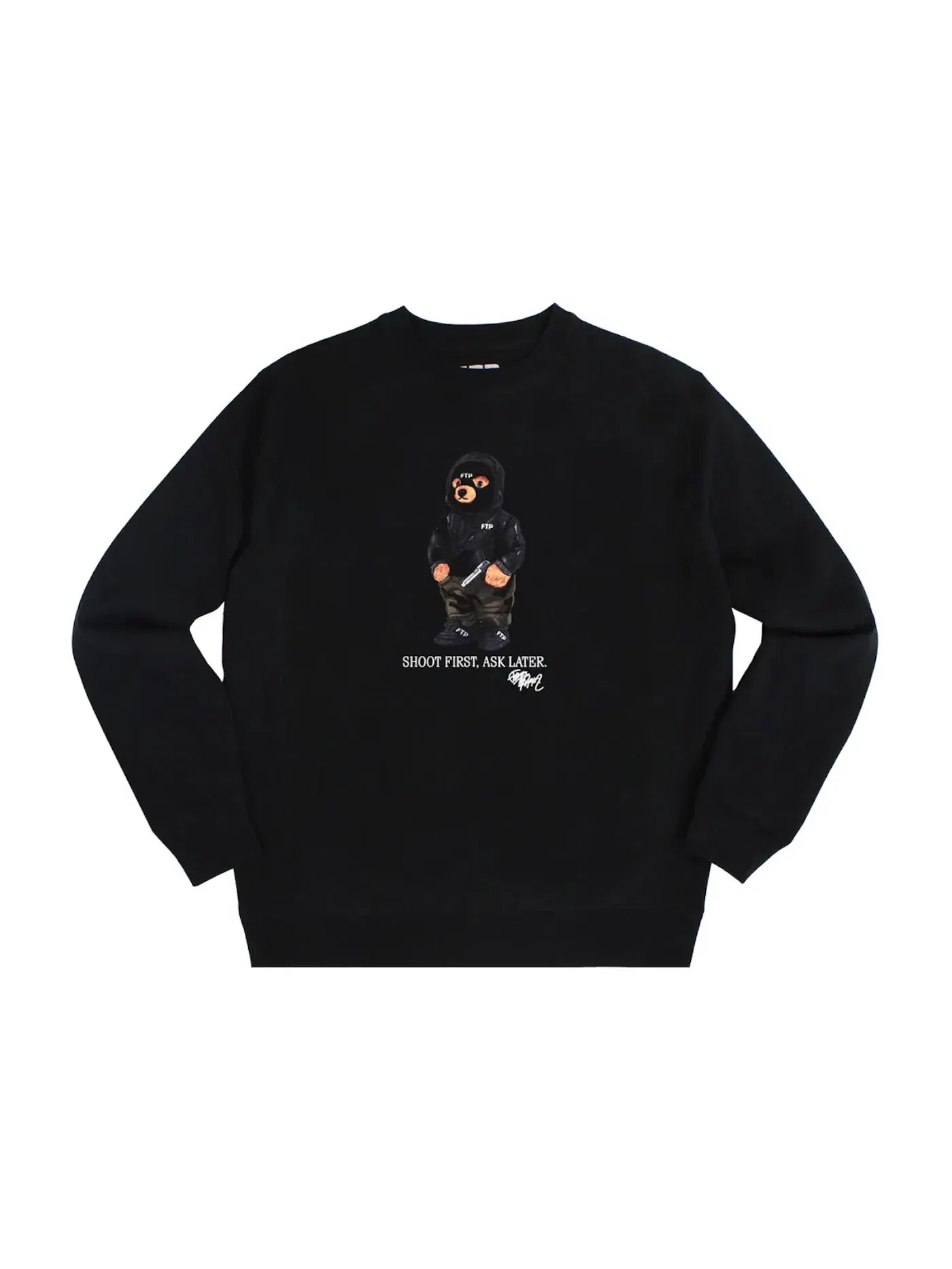 Мужская худи с капюшоном с принтом FTP Crewneck — изображение 1 из 1, черный
