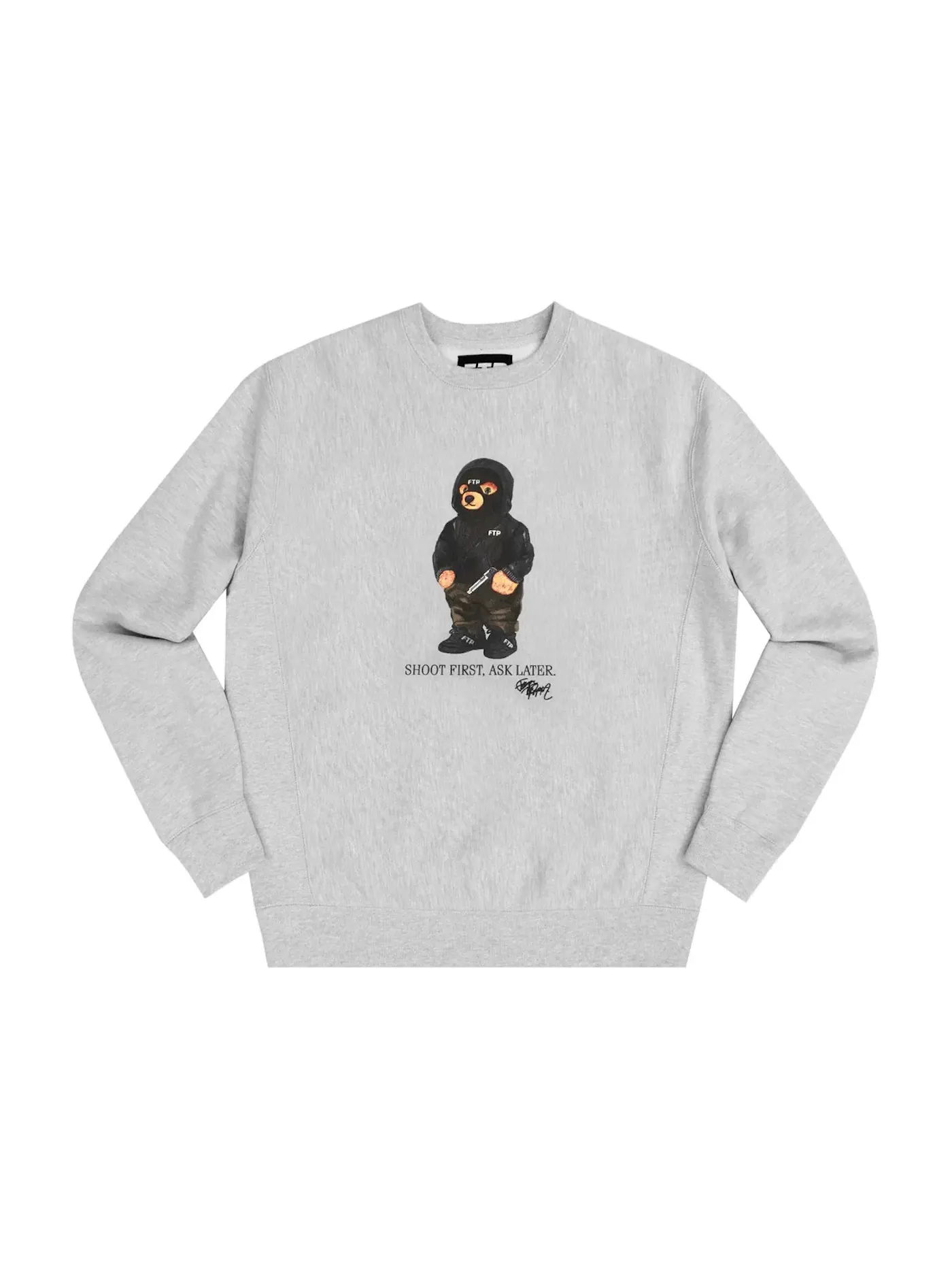 Мужская худи с капюшоном с принтом Crewneck FTP — изображение 1 из 1, серый