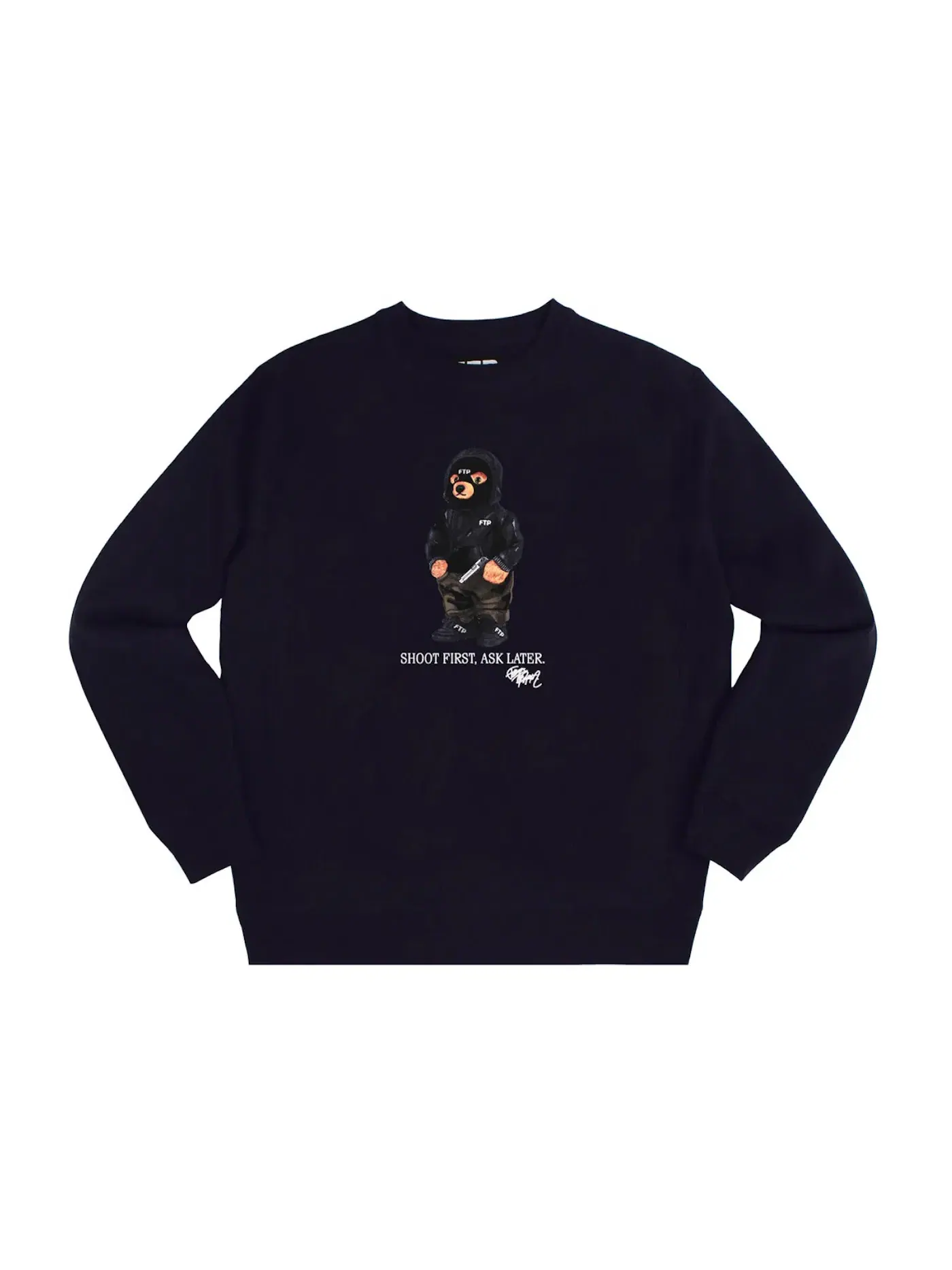 Мужская худи с капюшоном и принтом Crewneck FTP — изображение 1 из 1, темно-синий