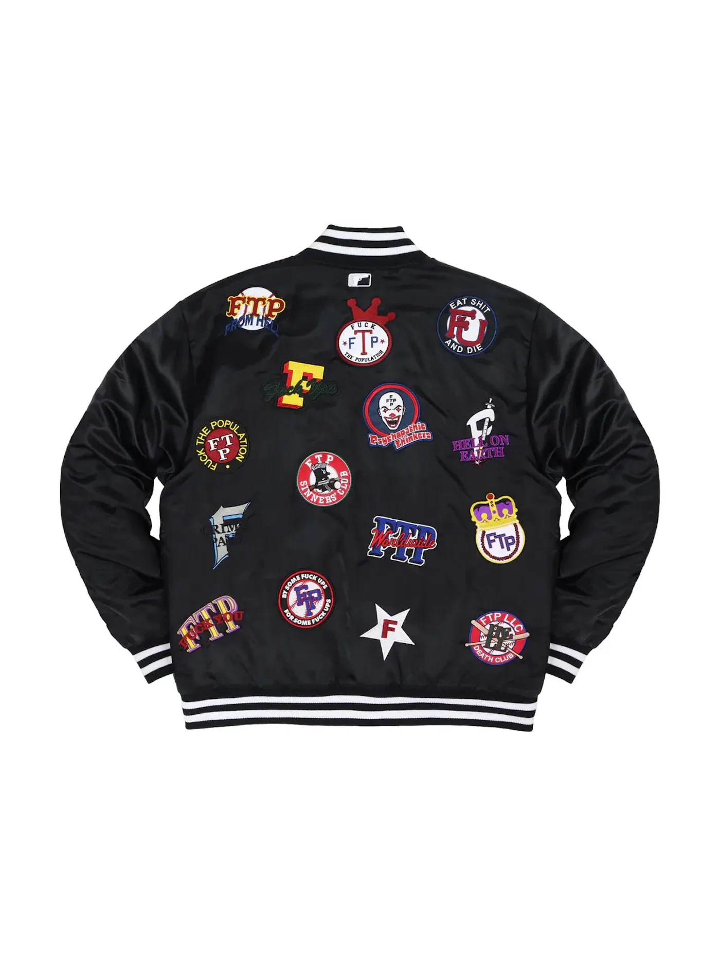 Мужская куртка-бомбер с принтом FTP League Varsity Jacket — изображение 2 из 2, черный