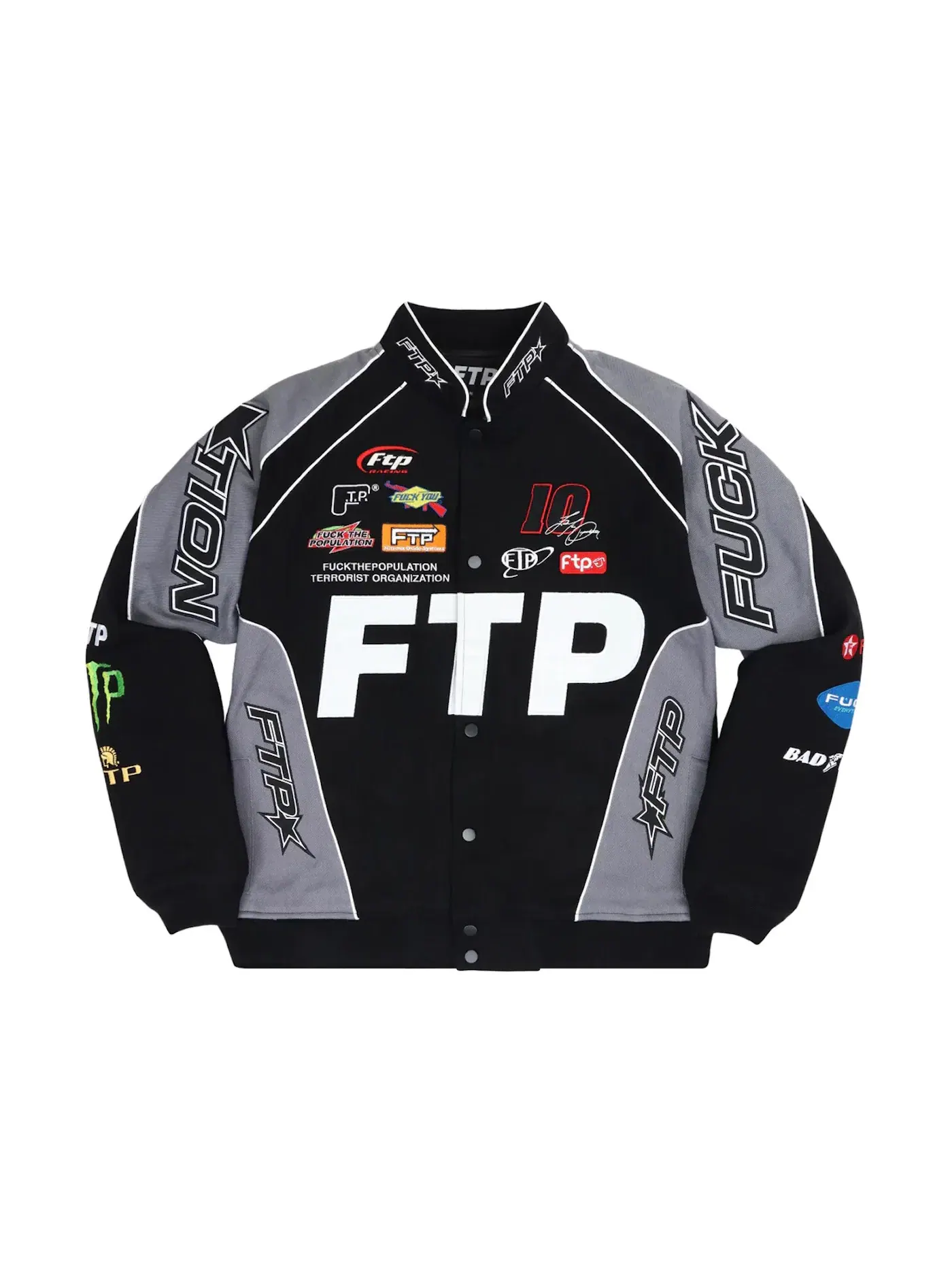 Мужская куртка с принтом FTP Pitcrew Jacket — изображение 1 из 2, черный