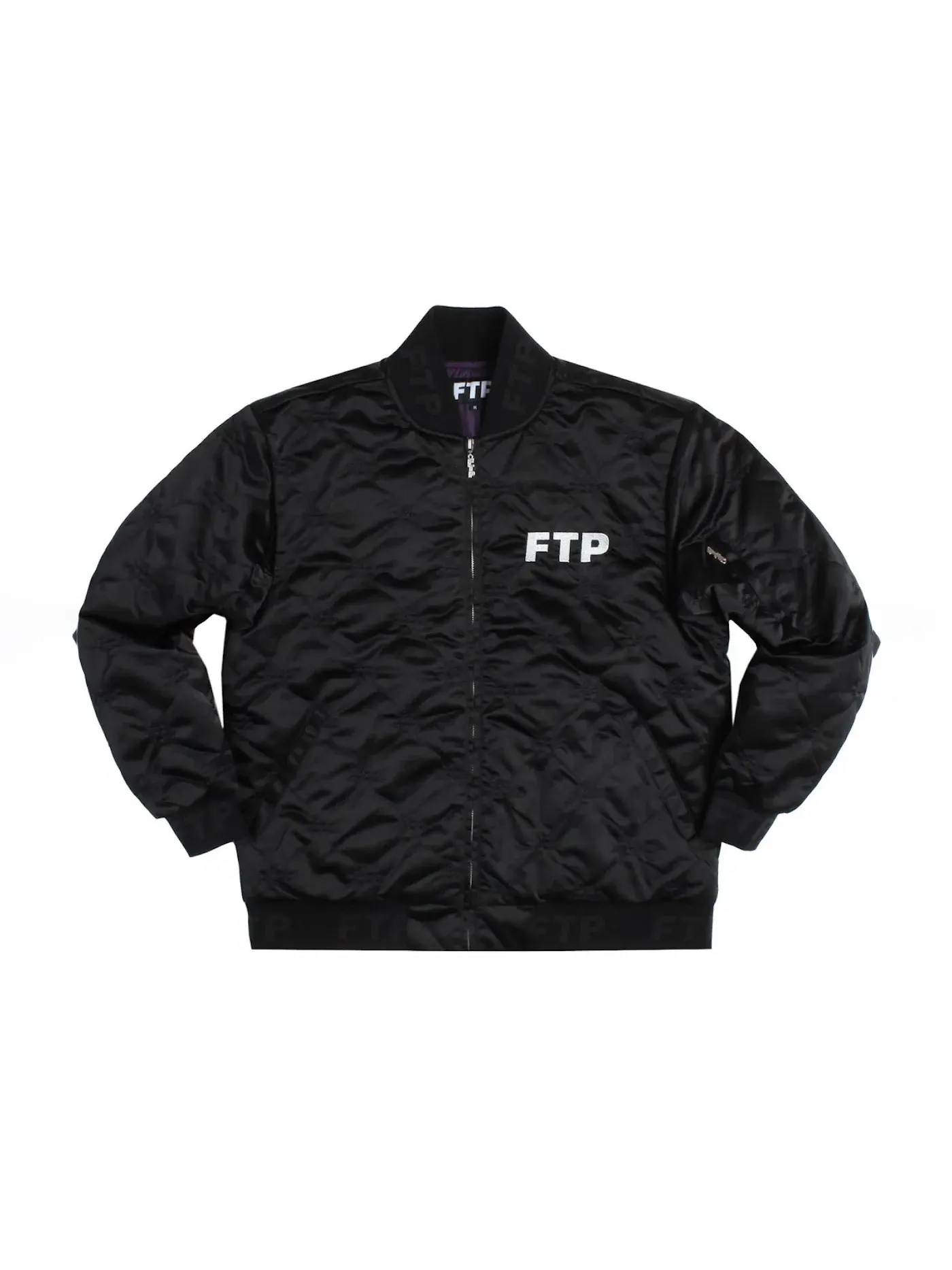 Мужская куртка-бомбер стеганая сатиновая FTP — изображение 2 из 2, черный