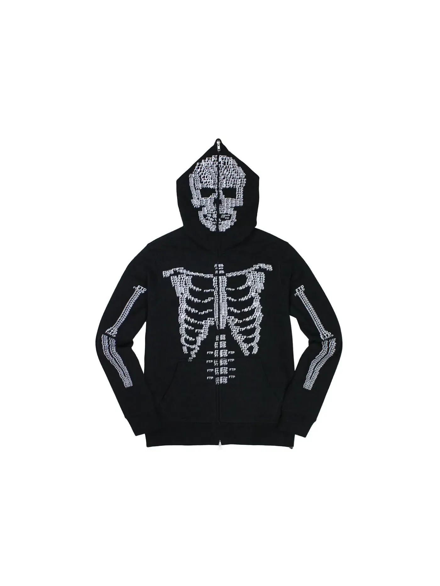 Мужская куртка-худи на молнии Skeleton Full Zip FTP — изображение 1 из 2, черный