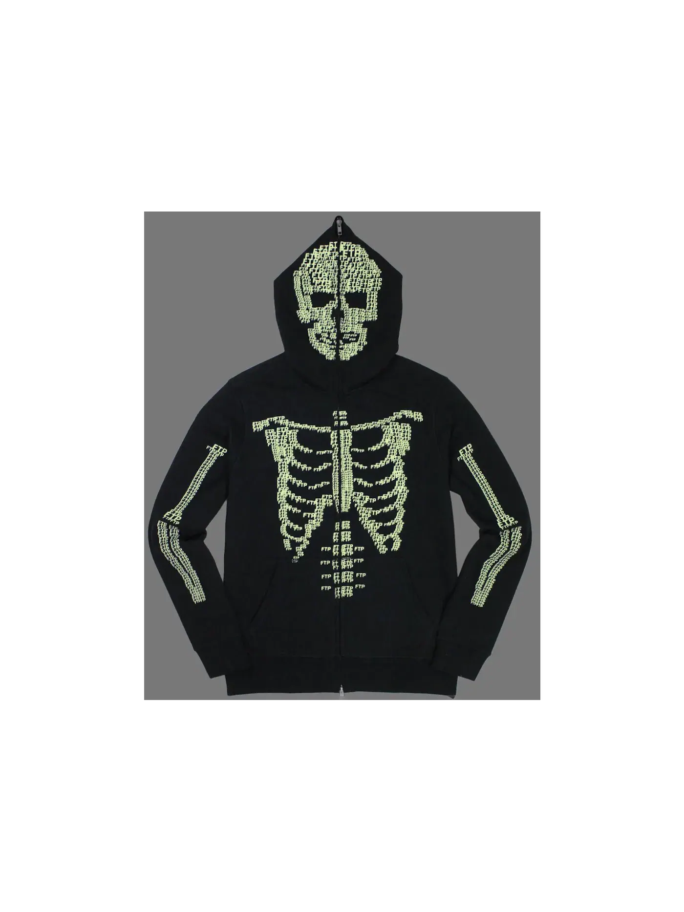 Мужская куртка-худи на молнии Skeleton Full Zip FTP — изображение 2 из 2, черный
