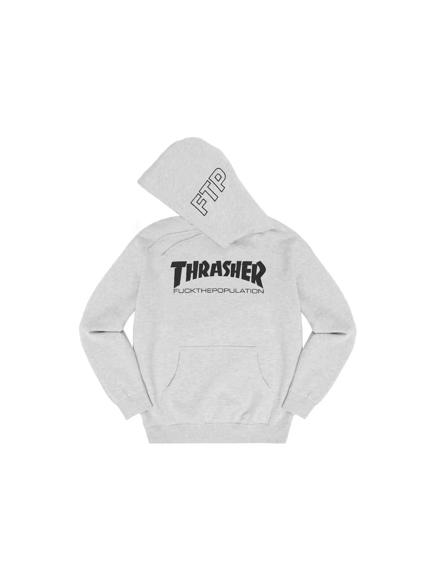 Мужской пуловер с капюшоном с принтом Hoodie FTP — изображение 1 из 2, серый