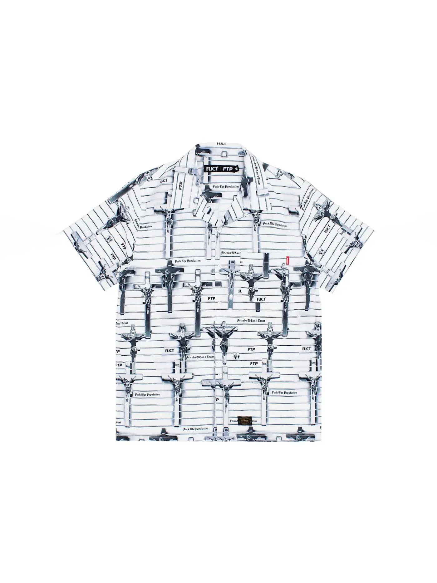 Мужская рубашка с принтом FTP x FUCT Cross Button Up Shirt