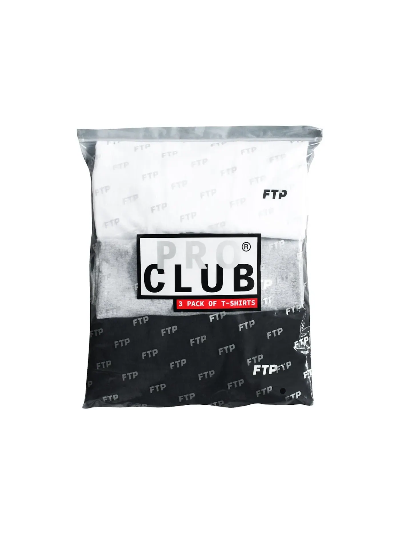 Мужской набор футболок с принтом FTP (3 Pack) — изображение 2 из 2, белый/серый/черный