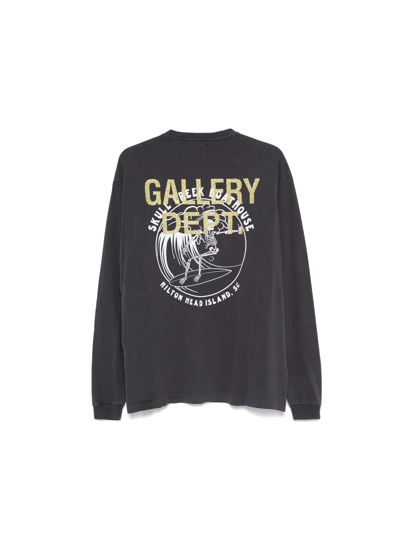 Мужская футболка с длинным рукавом с принтом Skull Creek Gallery Dept. — изображение 2 из 2, винтажный черный