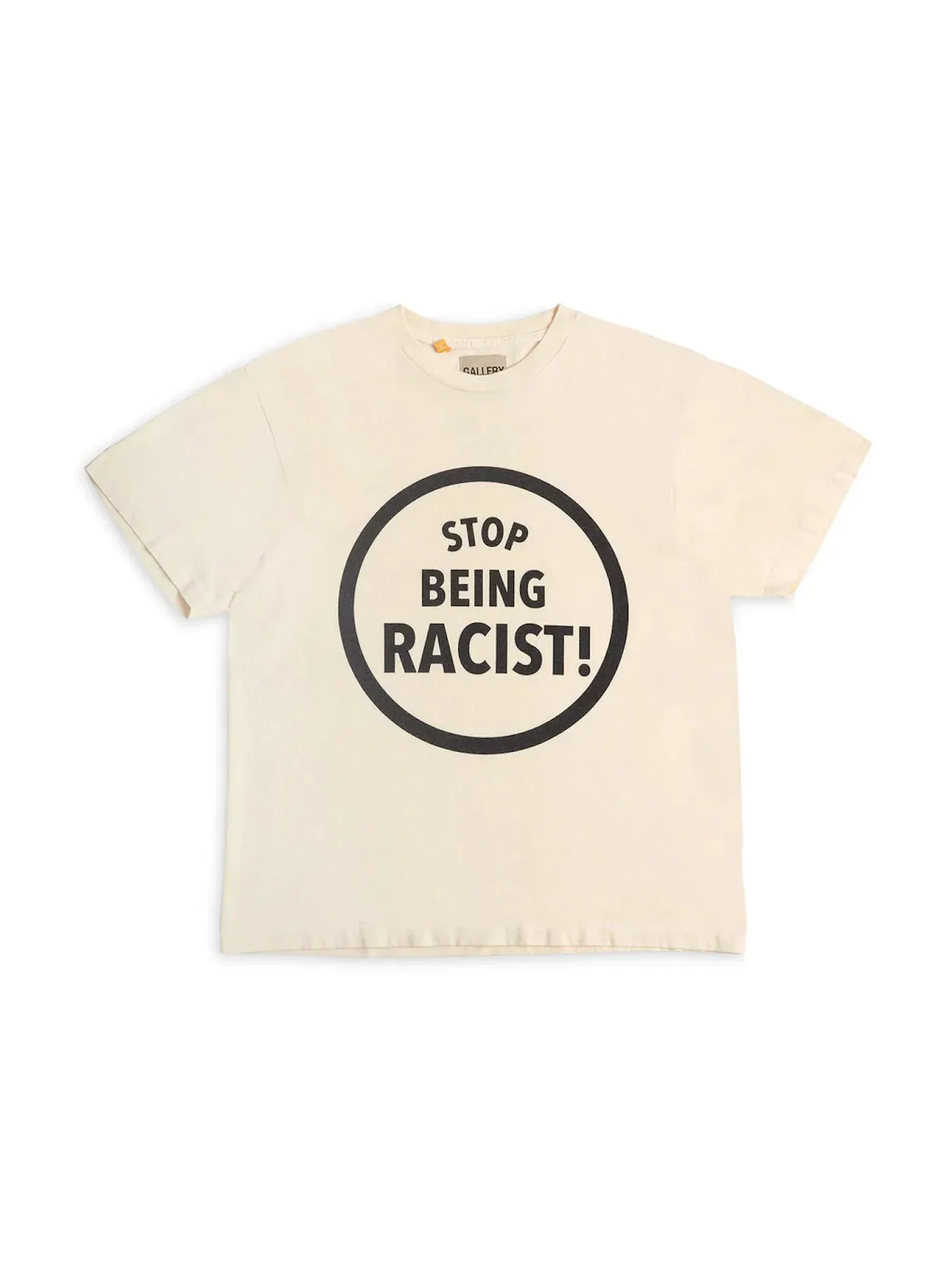 Мужская футболка с принтом Gallery Dept. Stop Being Racist — изображение 1 из 2, бежевый
