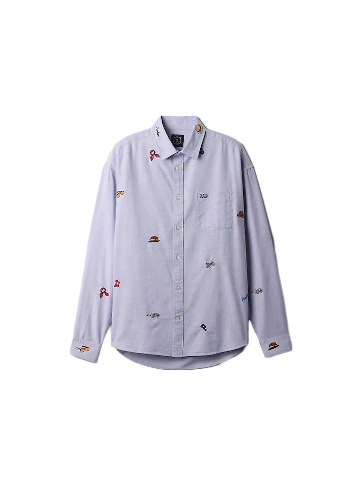 Мужская рубашка с вышивкой Gap x DAP Embroidered Oxford Shirt — изображение 1 из 1, синий