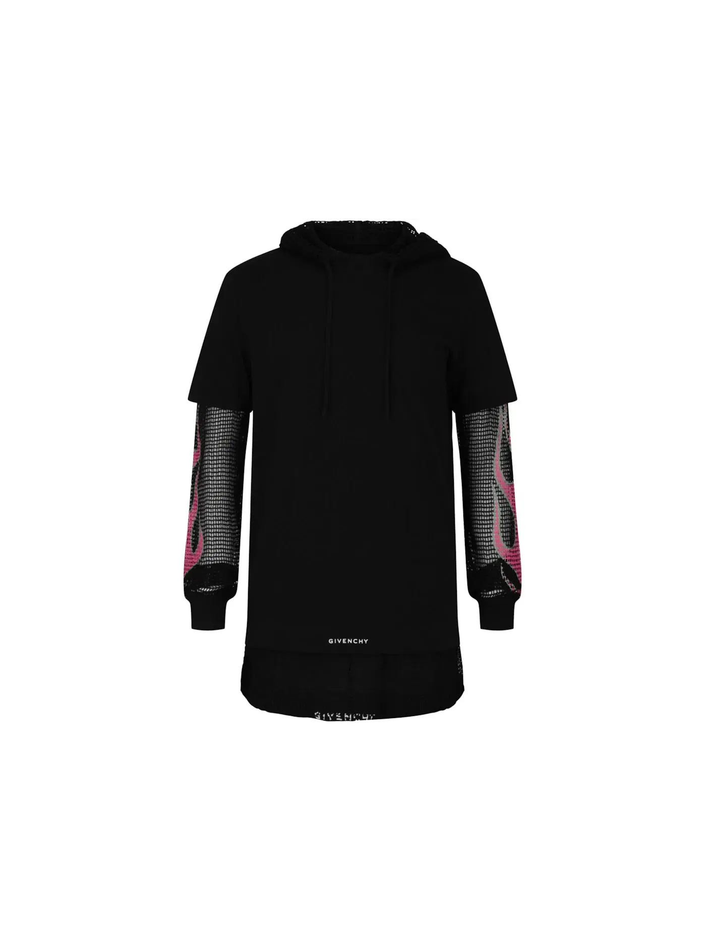 Мужская футболка с наложенным капюшоном Givenchy T-shirt In Cotton & Mesh — изображение 1 из 3, черный
