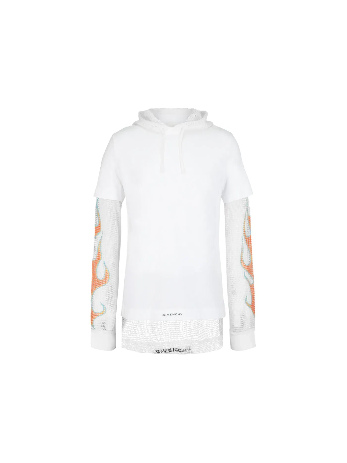Мужская футболка с капюшоном Givenchy T-shirt In Cotton & Mesh — изображение 1 из 3, белый