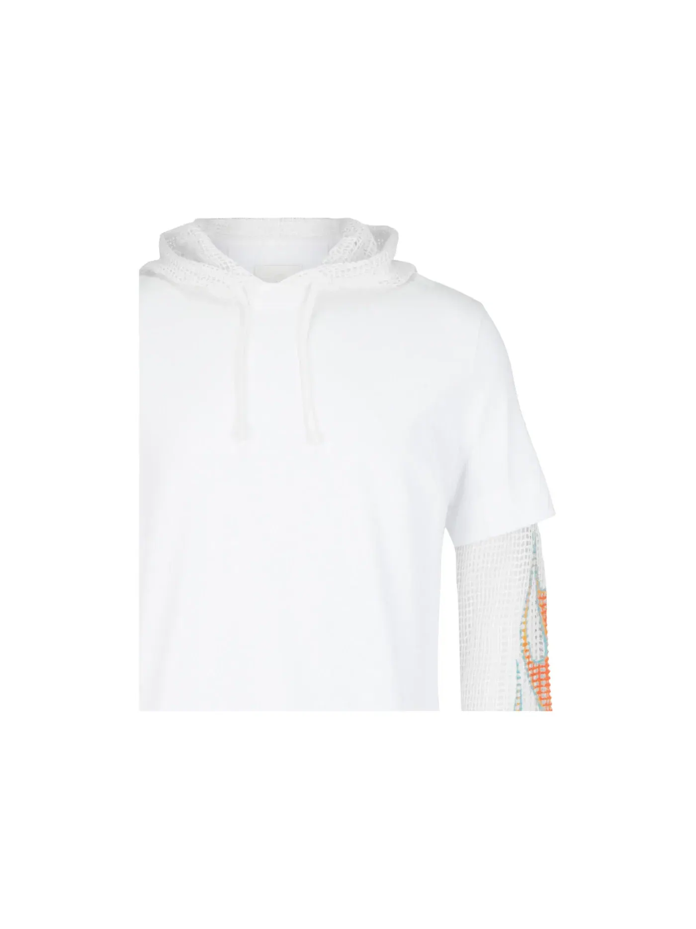 Мужская футболка с капюшоном Givenchy T-shirt In Cotton & Mesh — изображение 3 из 3, белый
