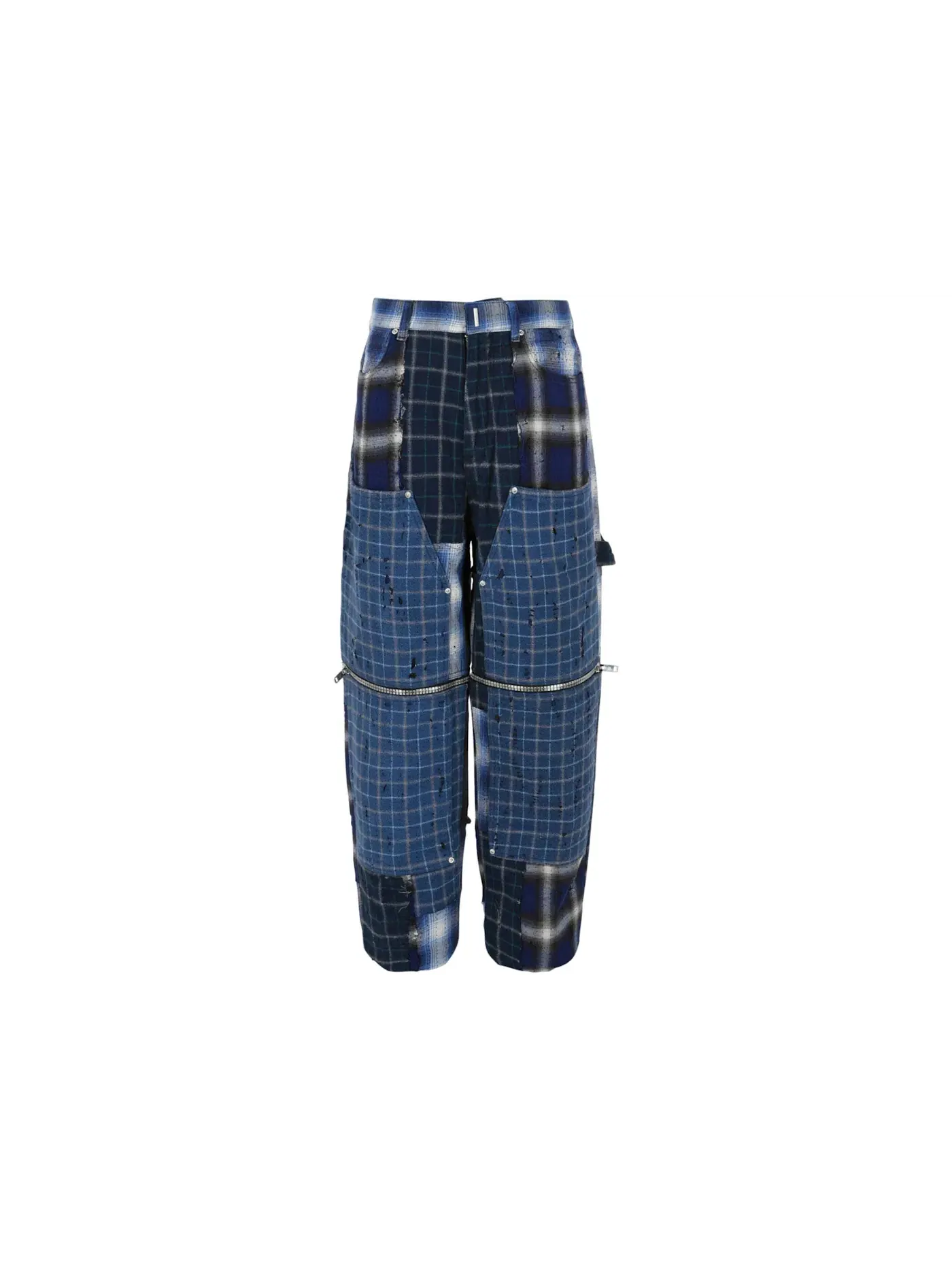 Мужские брюки свободного кроя с принтом Patchwork Plaid Givenchy — изображение 1 из 3, черный синий