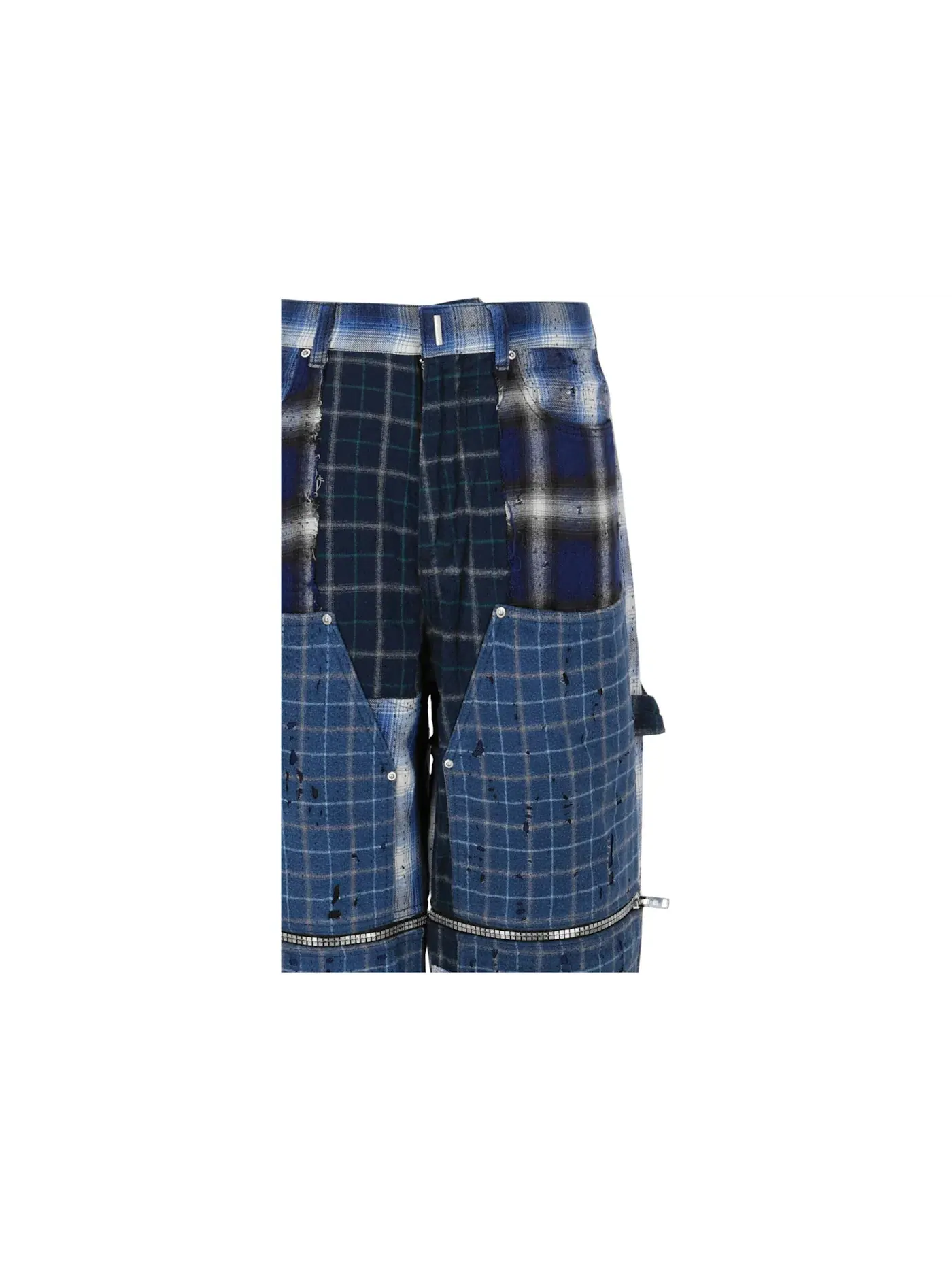 Мужские брюки свободного кроя с принтом Patchwork Plaid Givenchy — изображение 3 из 3, черный синий