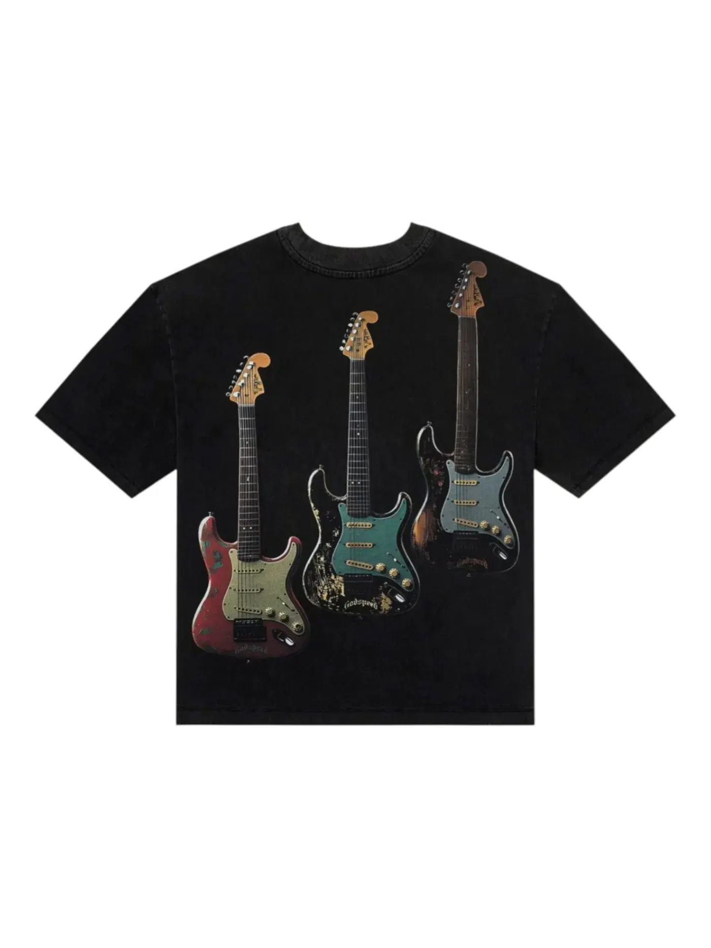 Мужская футболка с принтом Godspeed Guitar Heroes Studded Tee — изображение 2 из 2, черный