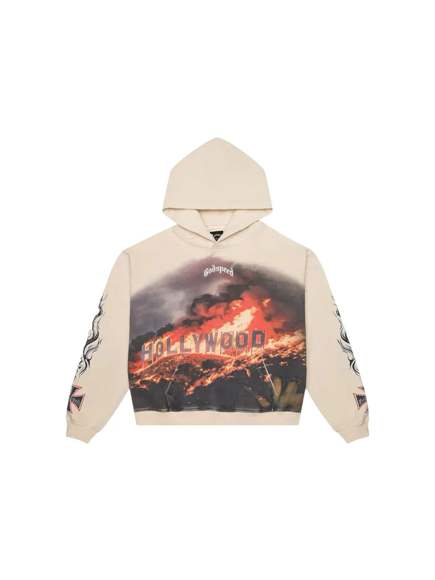 Мужская худи с принтом Inferno Hoodie Godspeed — изображение 1 из 2, кость