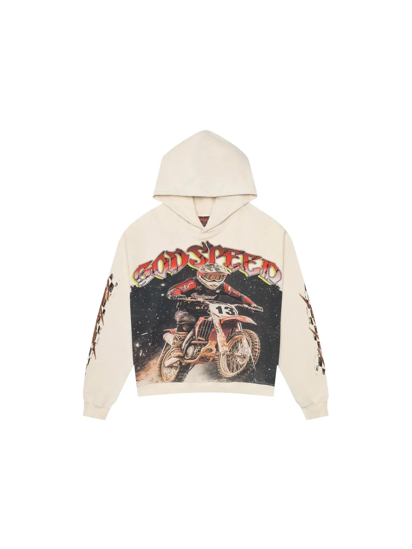 Мужская худи с принтом Godspeed Motocross Hoodie Bone — изображение 1 из 2, кость