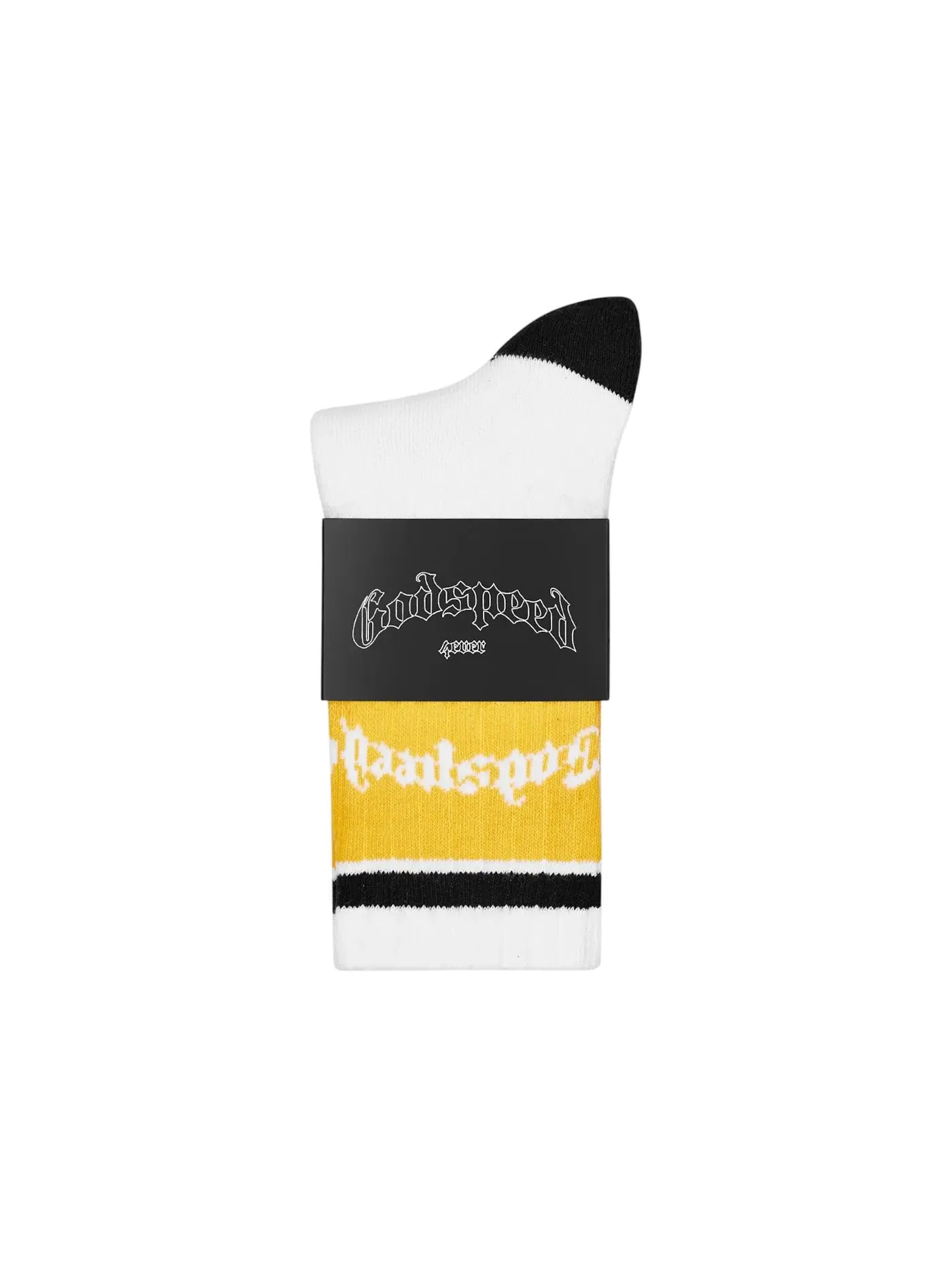 Мужские носки с принтом Godspeed Socks — изображение 2 из 3, белый/желтый
