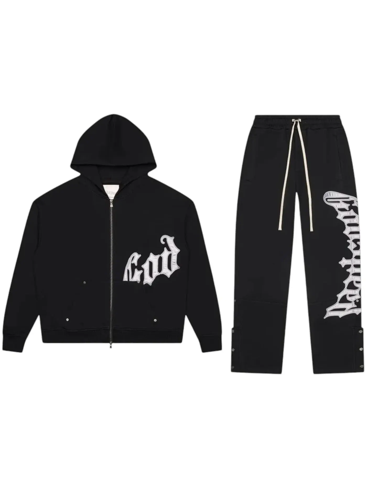 Мужской комплект из худи и спортивных штанов с принтом Sweatsuit Godspeed — изображение 1 из 2, черный/серебристый