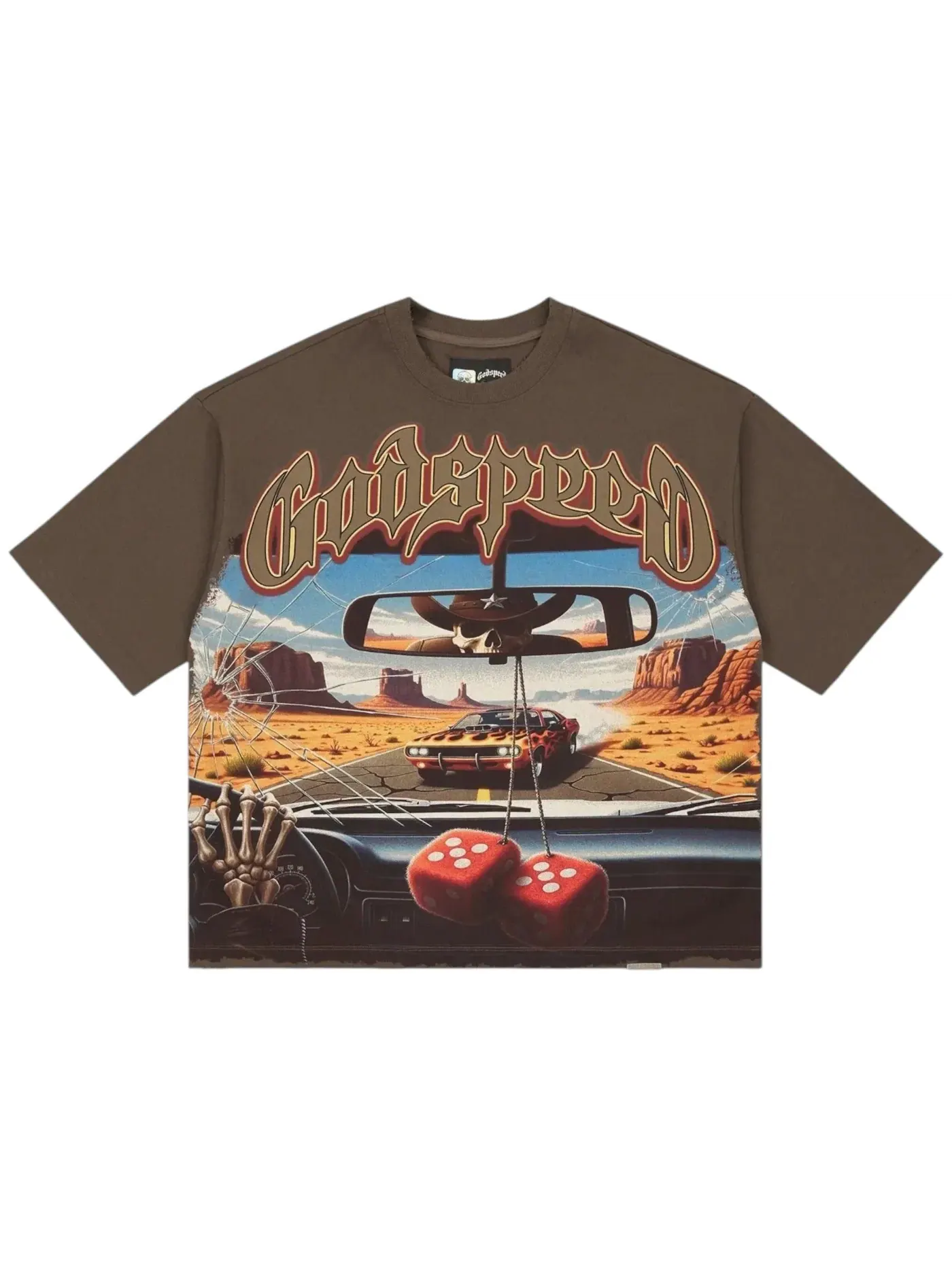 Мужская футболка с принтом Godspeed Tee — изображение 1 из 2, коричневый