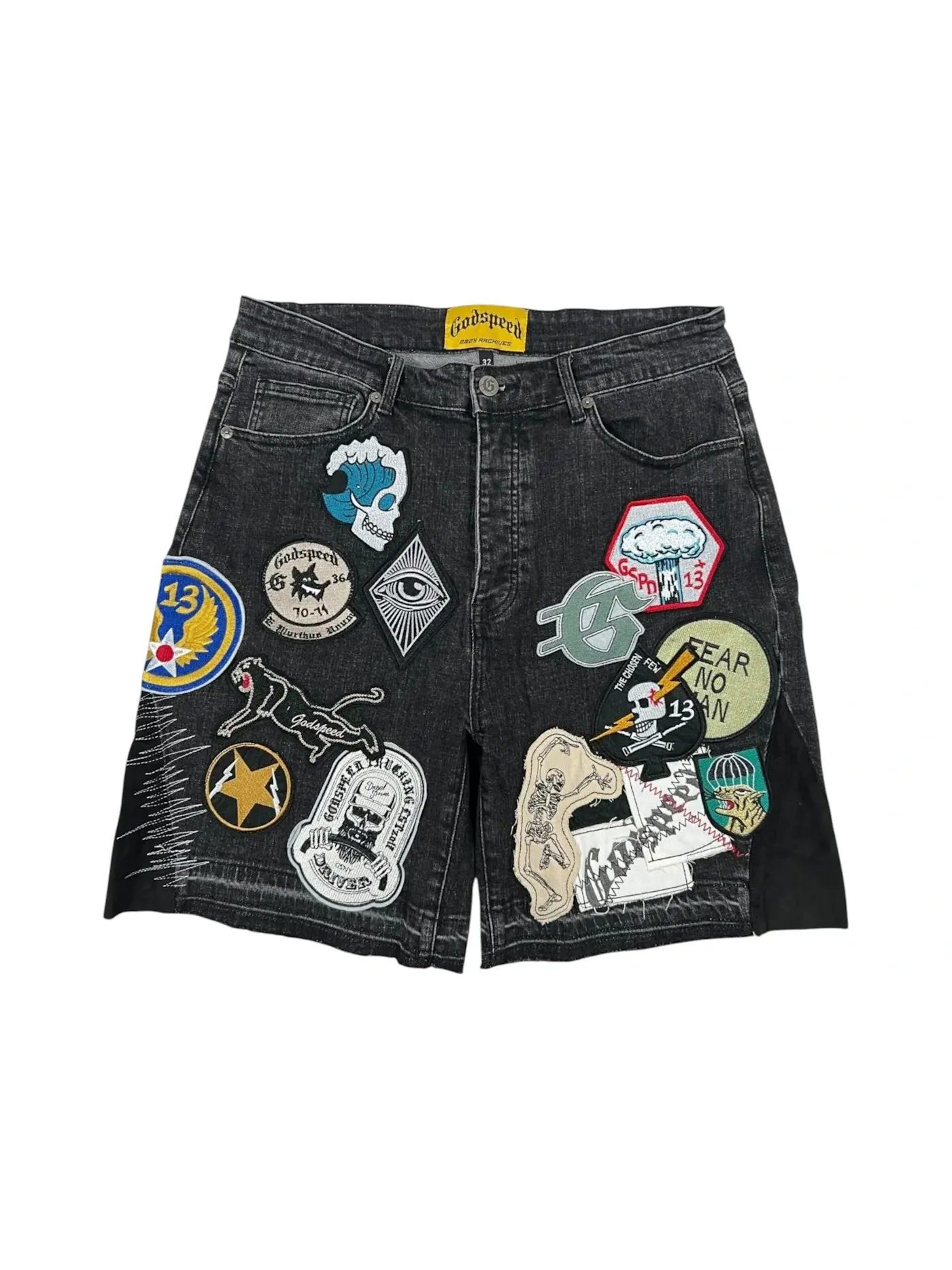 Мужские шорты с пачворк-дизайном Godspeed Patchwork Denim V2 Shorts — изображение 1 из 2, черный