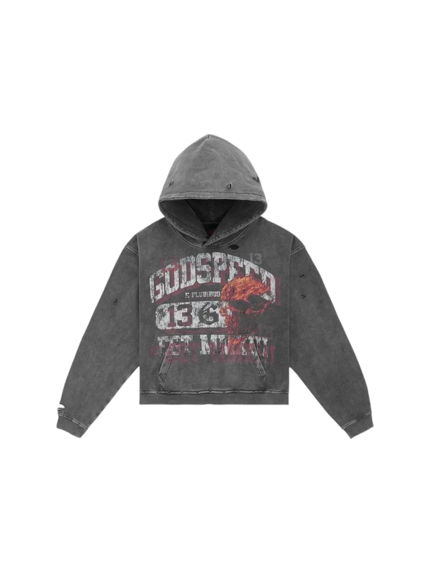 Мужской худи с принтом Seeing Double Grey Wash Godspeed — изображение 1 из 2, серый