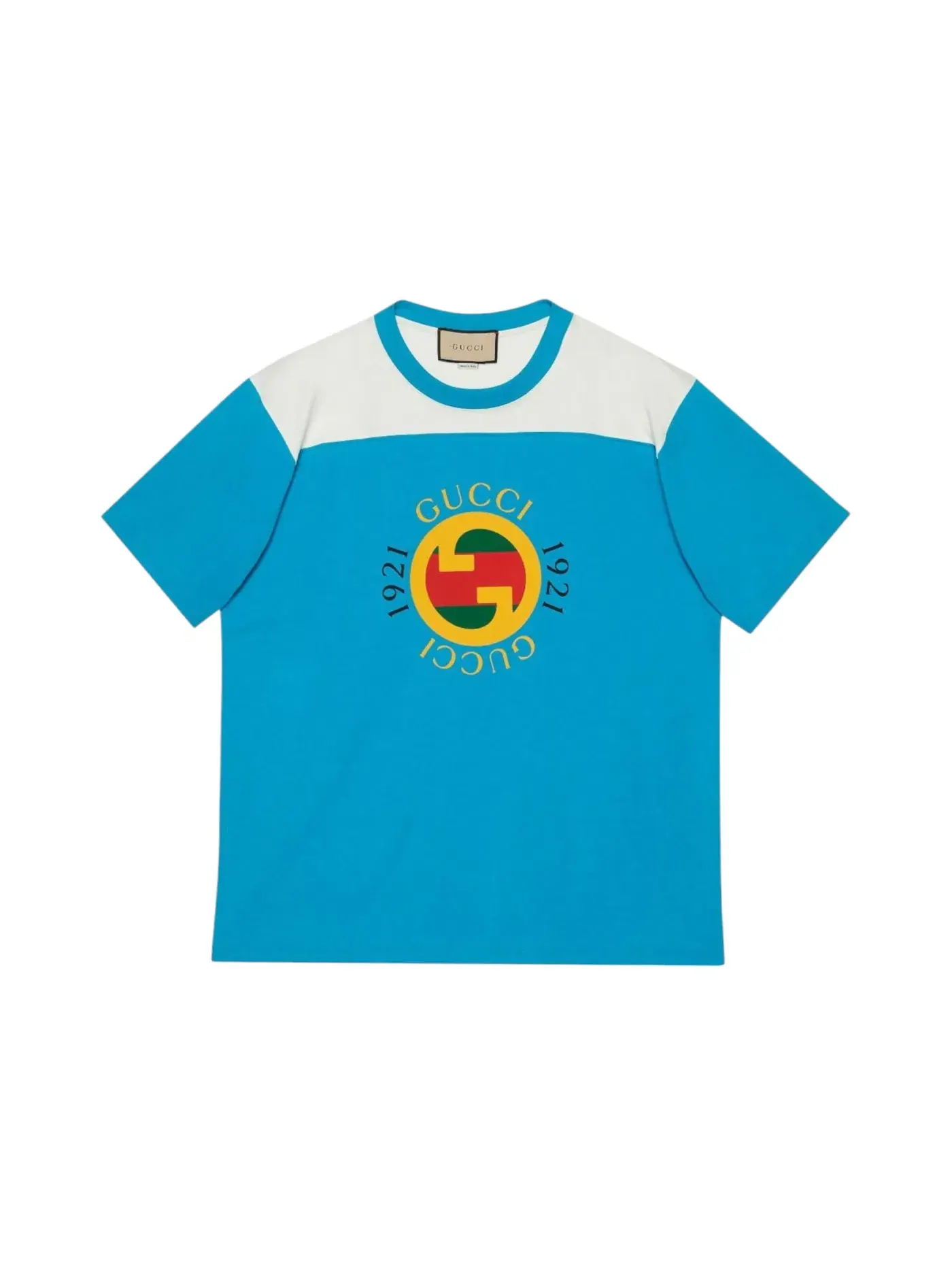 Мужская футболка с принтом Gucci 1921 Logo Gucci — изображение 1 из 1, синий