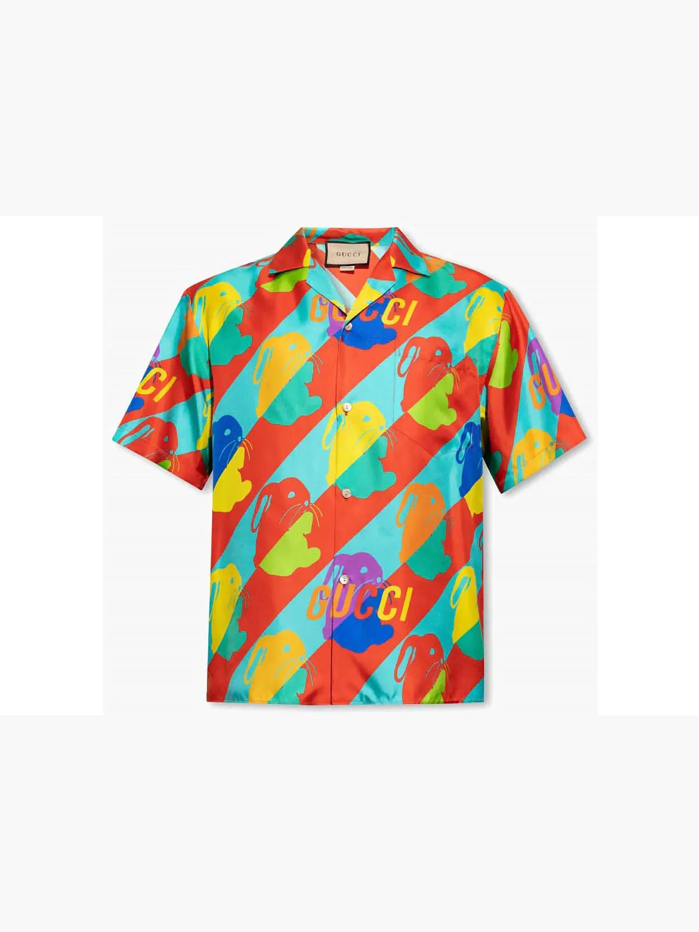 Мужская рубашка с принтом Camp-Collar Bunny Print Gucci — изображение 1 из 1, мульти
