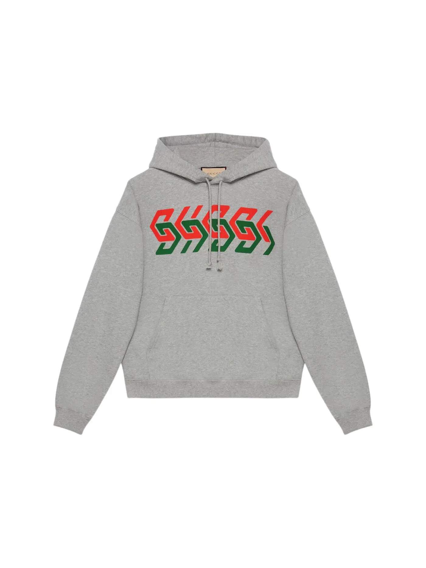Мужской свитшот с капюшоном с принтом Chain Print Gucci — изображение 1 из 1, серый/красный/зеленый