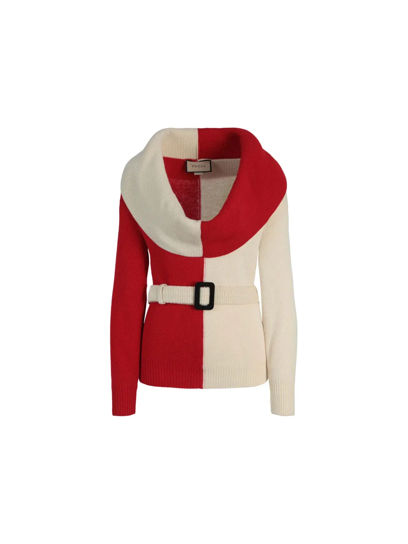 Женский шерстяной свитер с поясом Chunky Wool Belted Gucci — изображение 1 из 3, белый красный