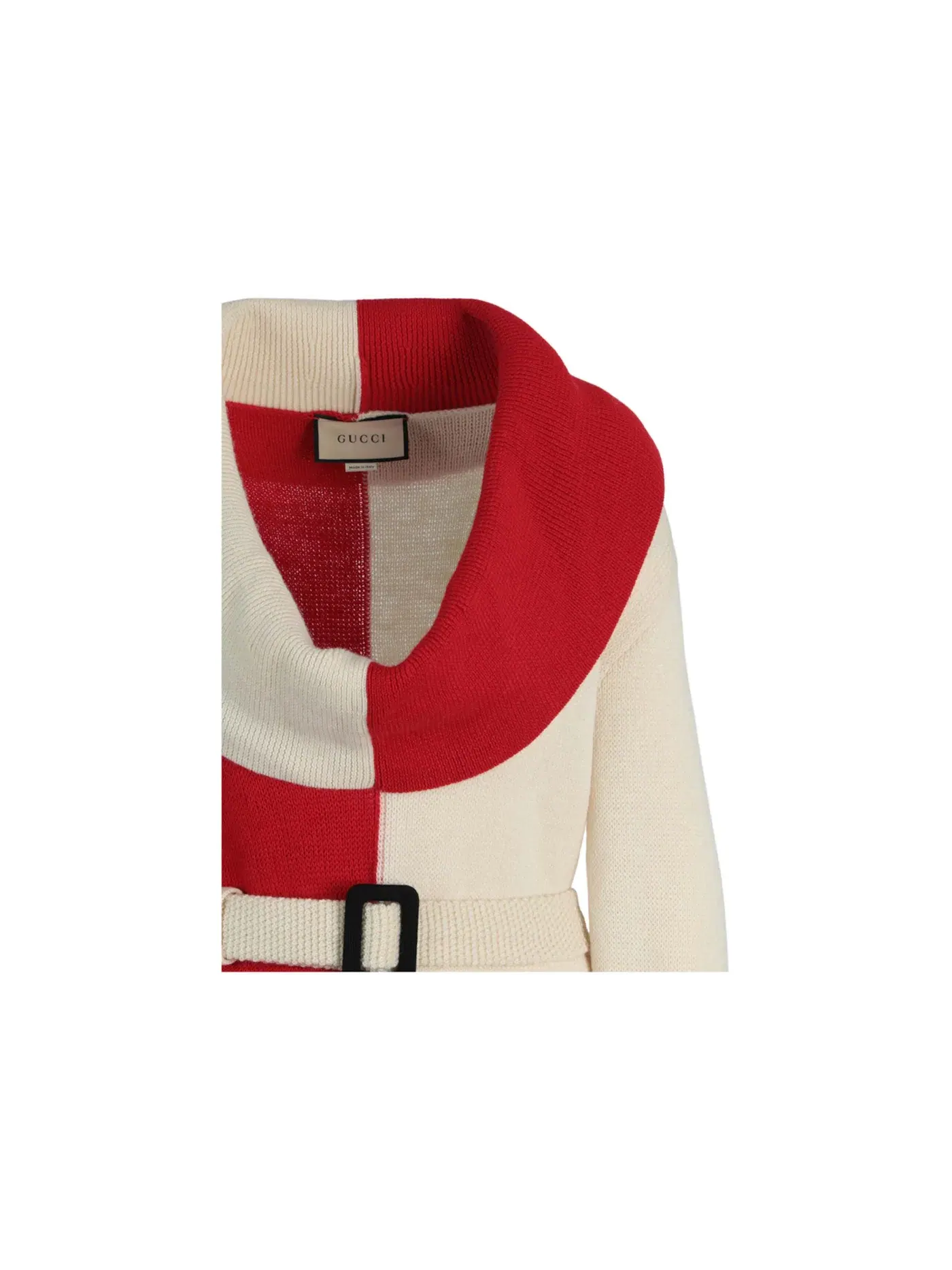 Женский шерстяной свитер с поясом Chunky Wool Belted Gucci — изображение 3 из 3, белый красный
