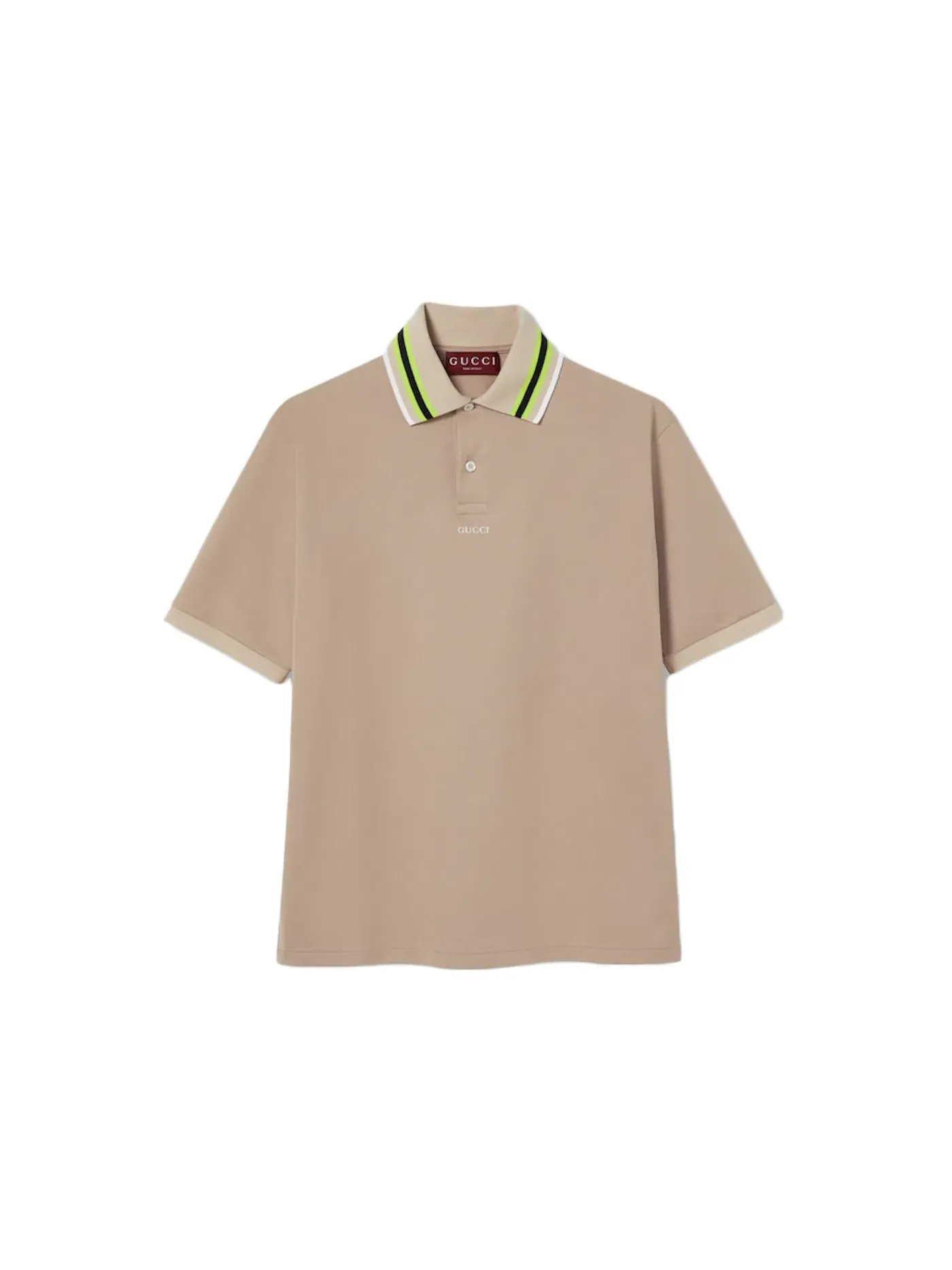 Мужская рубашка-поло с вышивкой Polo Gucci — изображение 1 из 1, бежевый