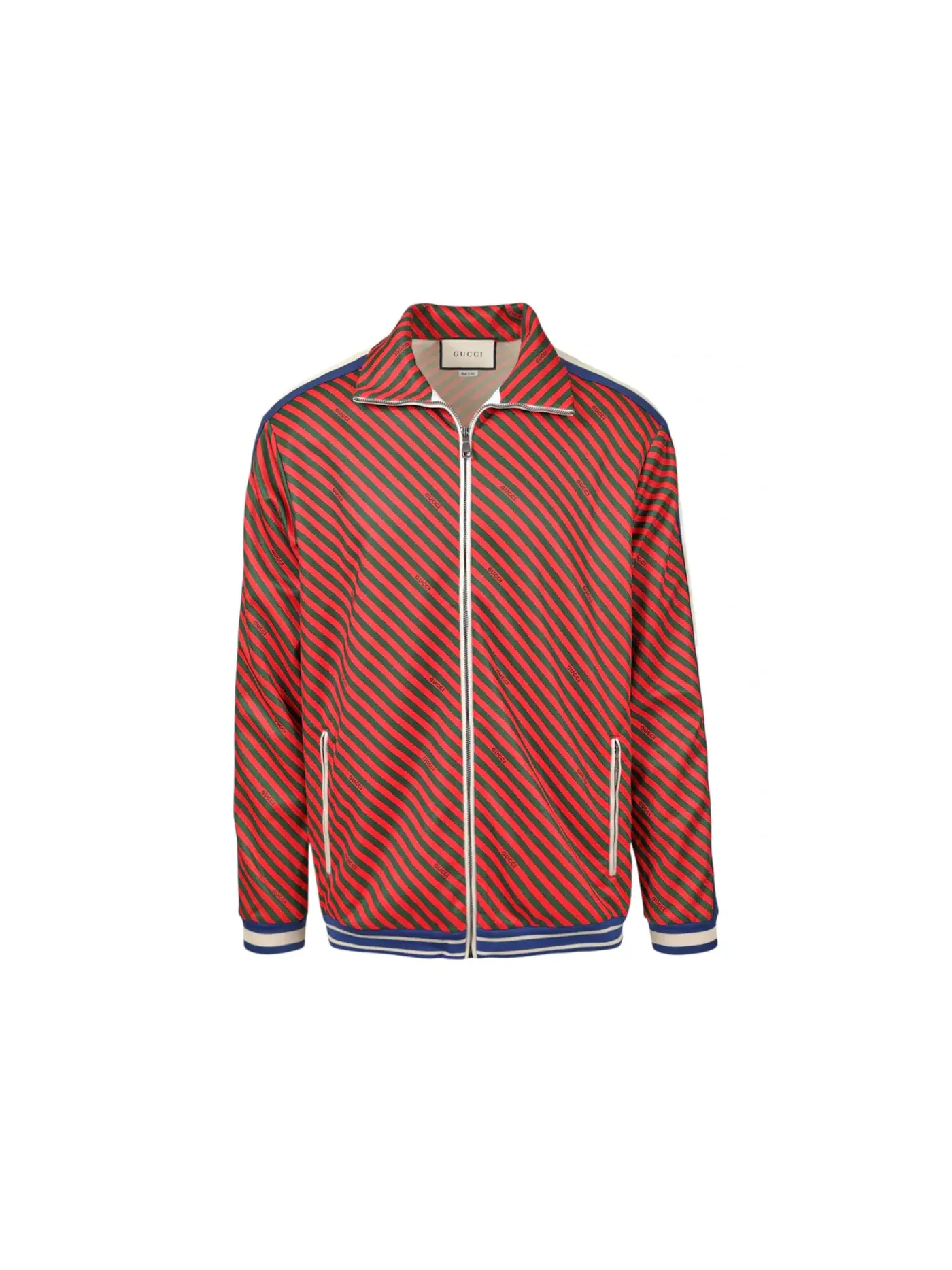 Мужская куртка из трикотажа с полосками Track Jacket Gucci — изображение 1 из 3, красный/зеленый