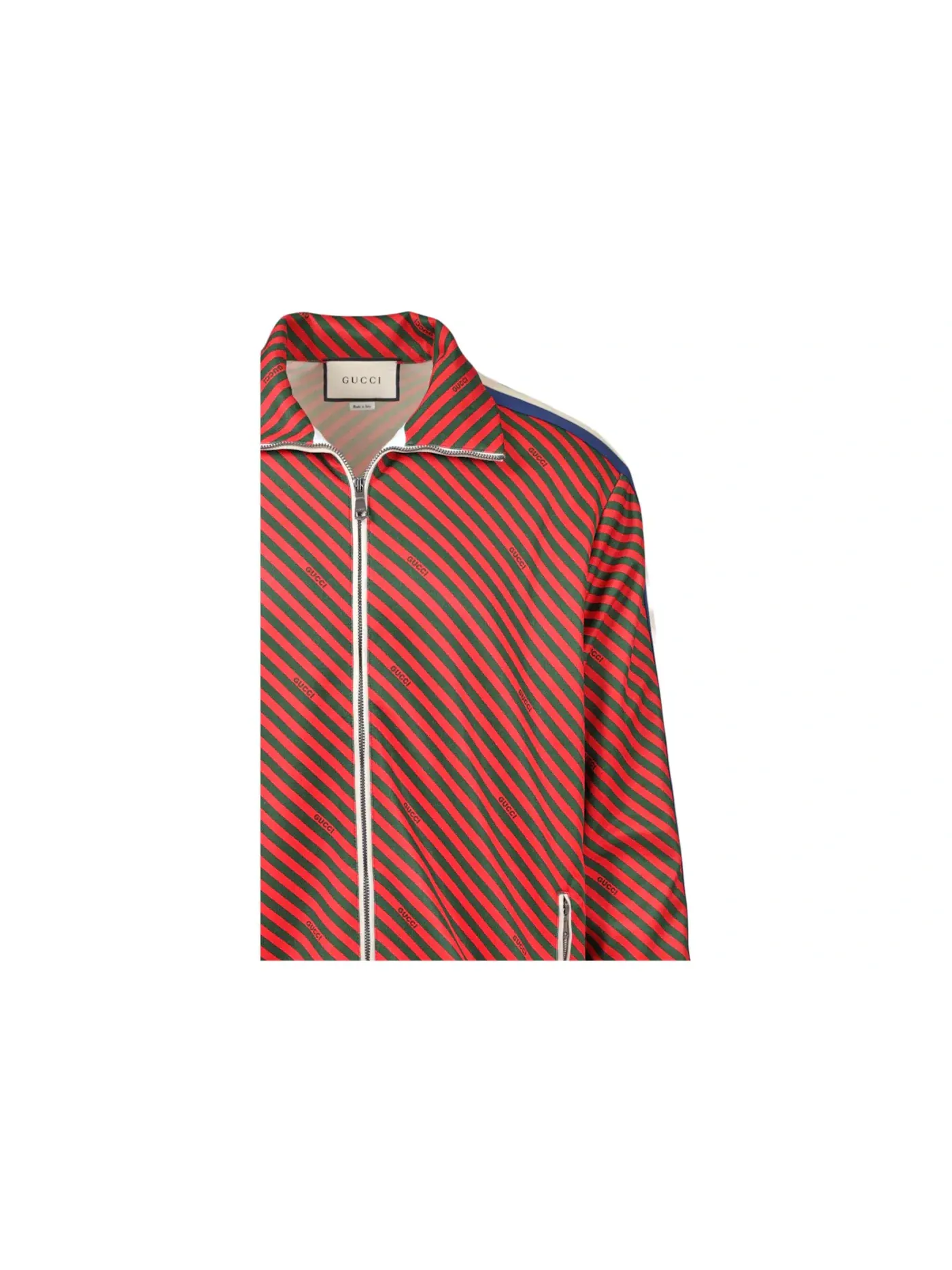 Мужская куртка из трикотажа с полосками Track Jacket Gucci — изображение 3 из 3, красный/зеленый