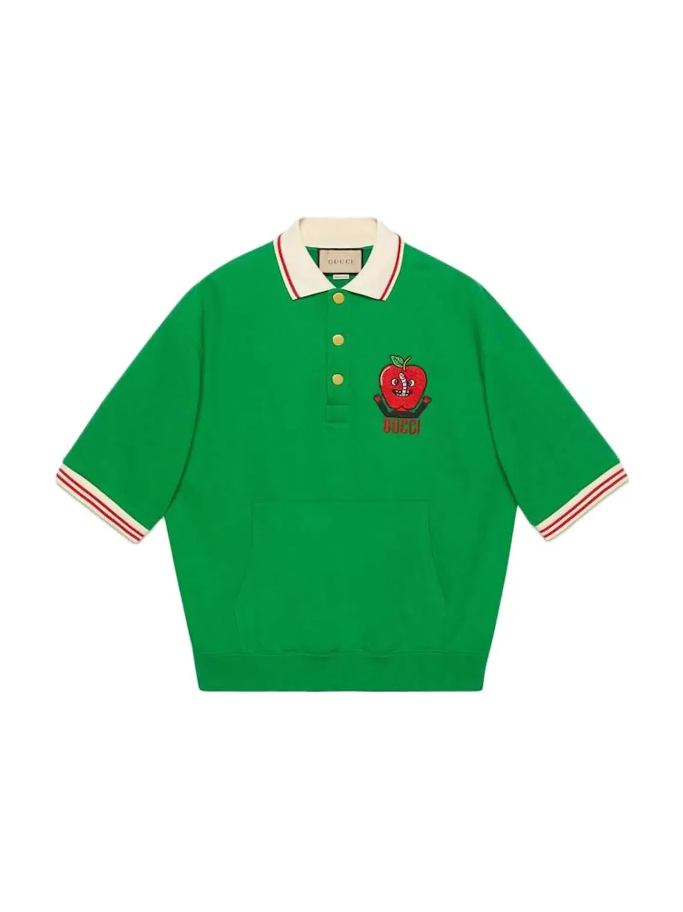 Мужское поло с вышивкой Apple Logo Gucci — изображение 1 из 1, зеленый