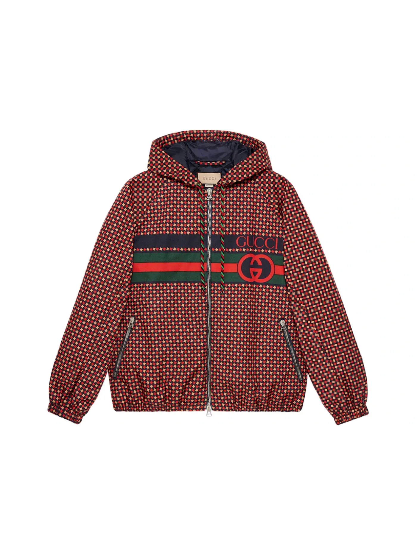 Мужская куртка с принтом Geometric Houndstooth Canvas Gucci — изображение 1 из 1, синий/красный/зеленый
