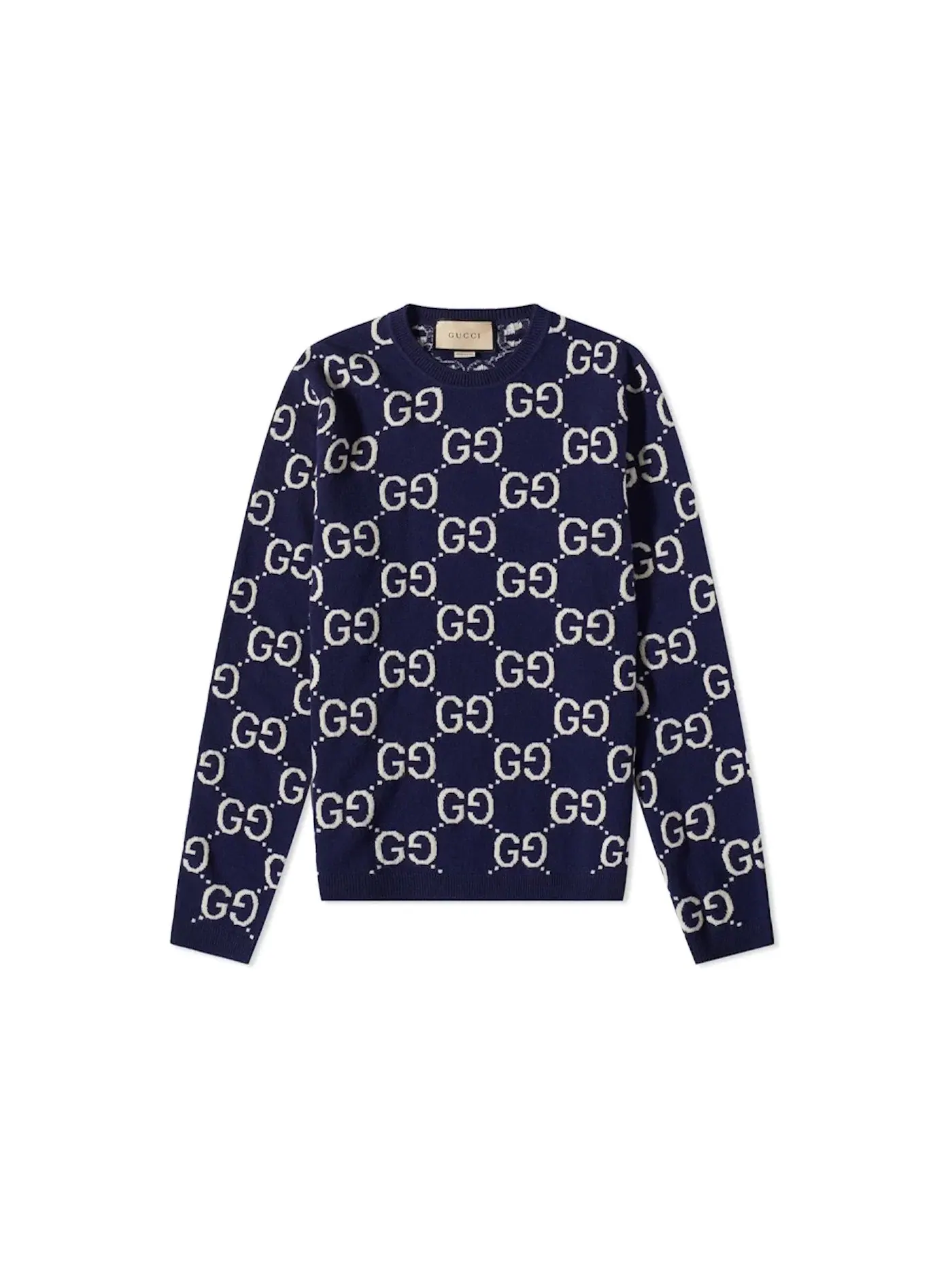 Мужской свитер с принтом GG All Over Gucci — изображение 1 из 1, темно-синий