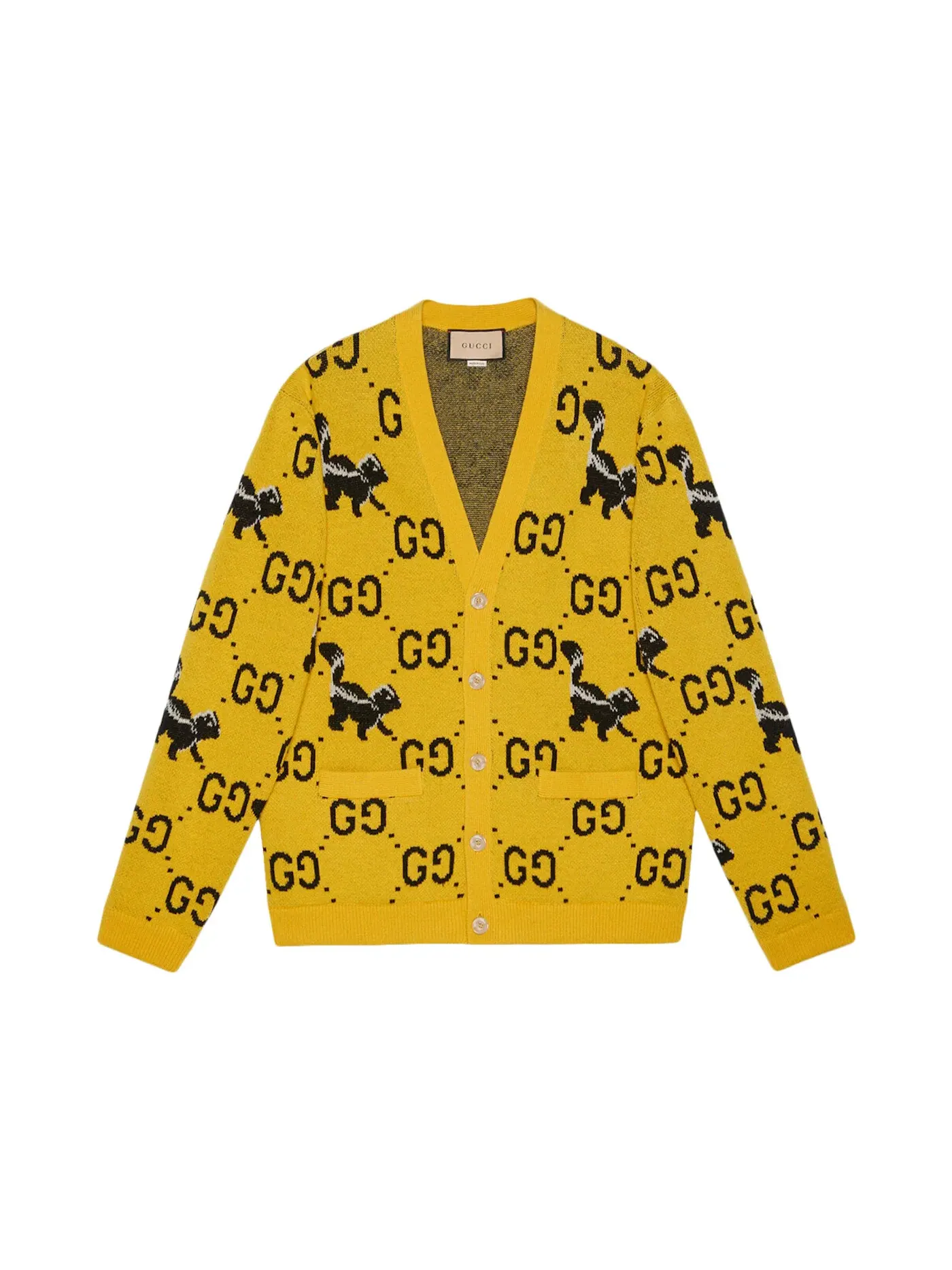 Мужской кардиган с принтом GG And Skunk Gucci — изображение 1 из 1, желтый/черный