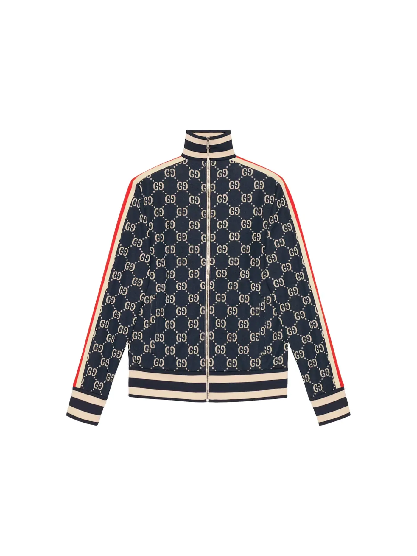 Мужская куртка с жаккардовым принтом Gucci — изображение 1 из 1, синий слоновая кость