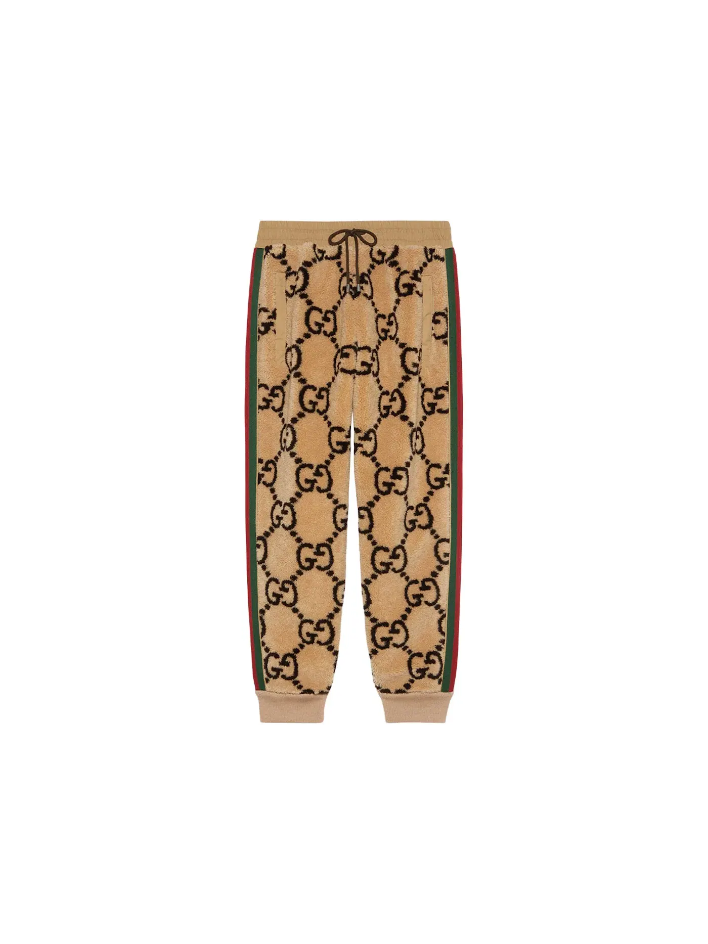Мужские брюки с принтом Gucci Pant — изображение 1 из 1, бежевый//зеленый/красный