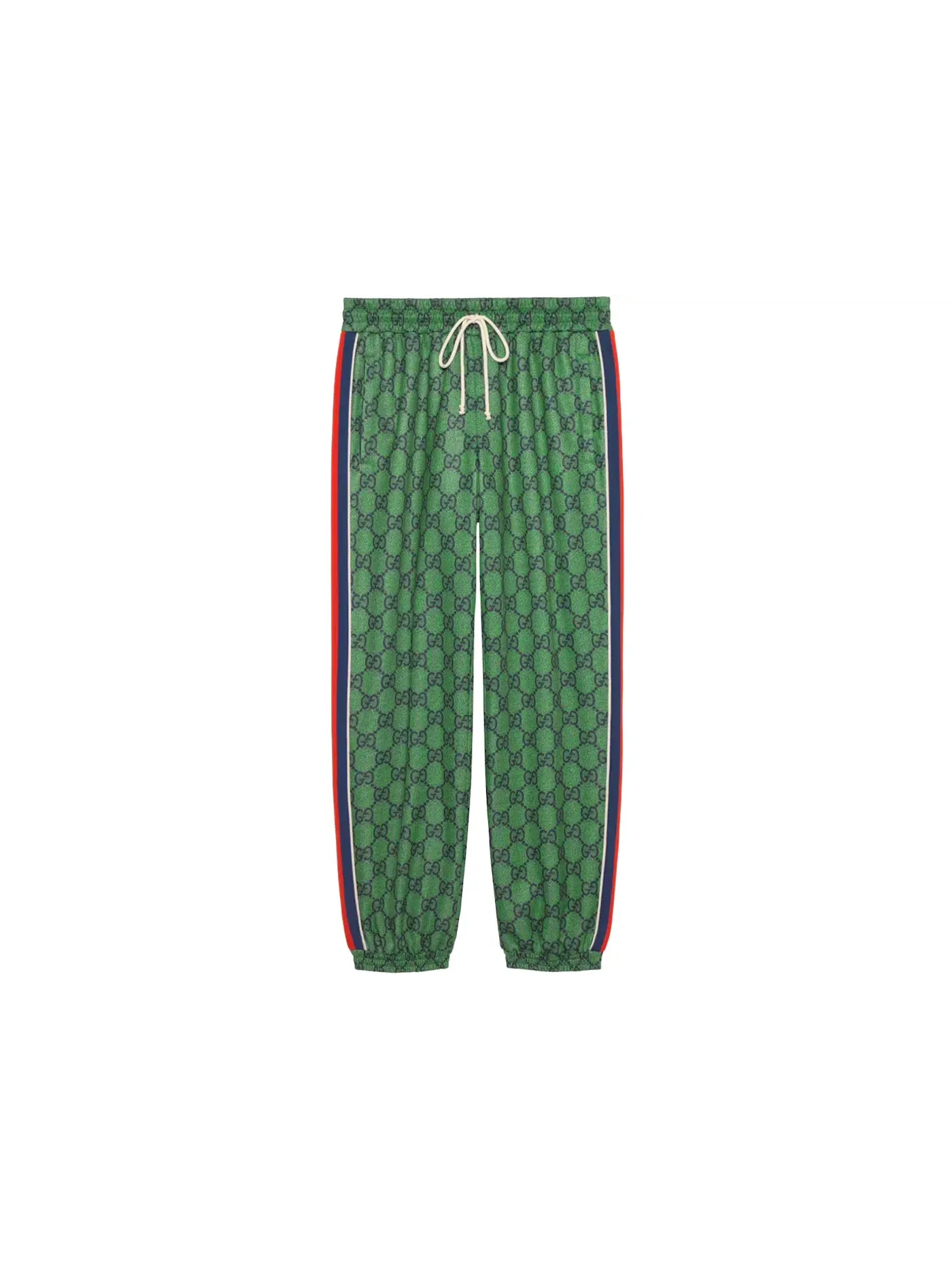 Мужские спортивные штаны с принтом Pant With Web Gucci — изображение 1 из 1, зеленый/темный синий