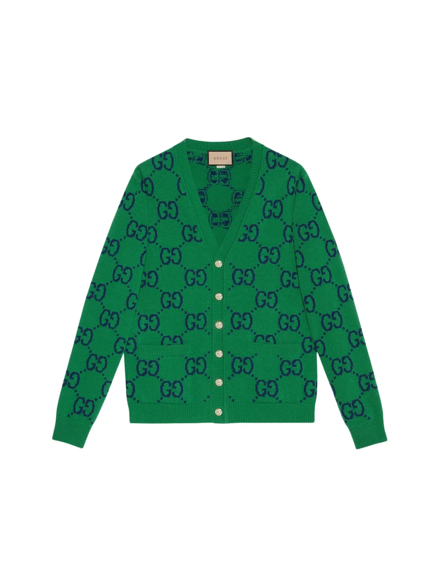 Мужской кардиган с принтом Gucci Cardigan — изображение 1 из 2, зеленый/синий