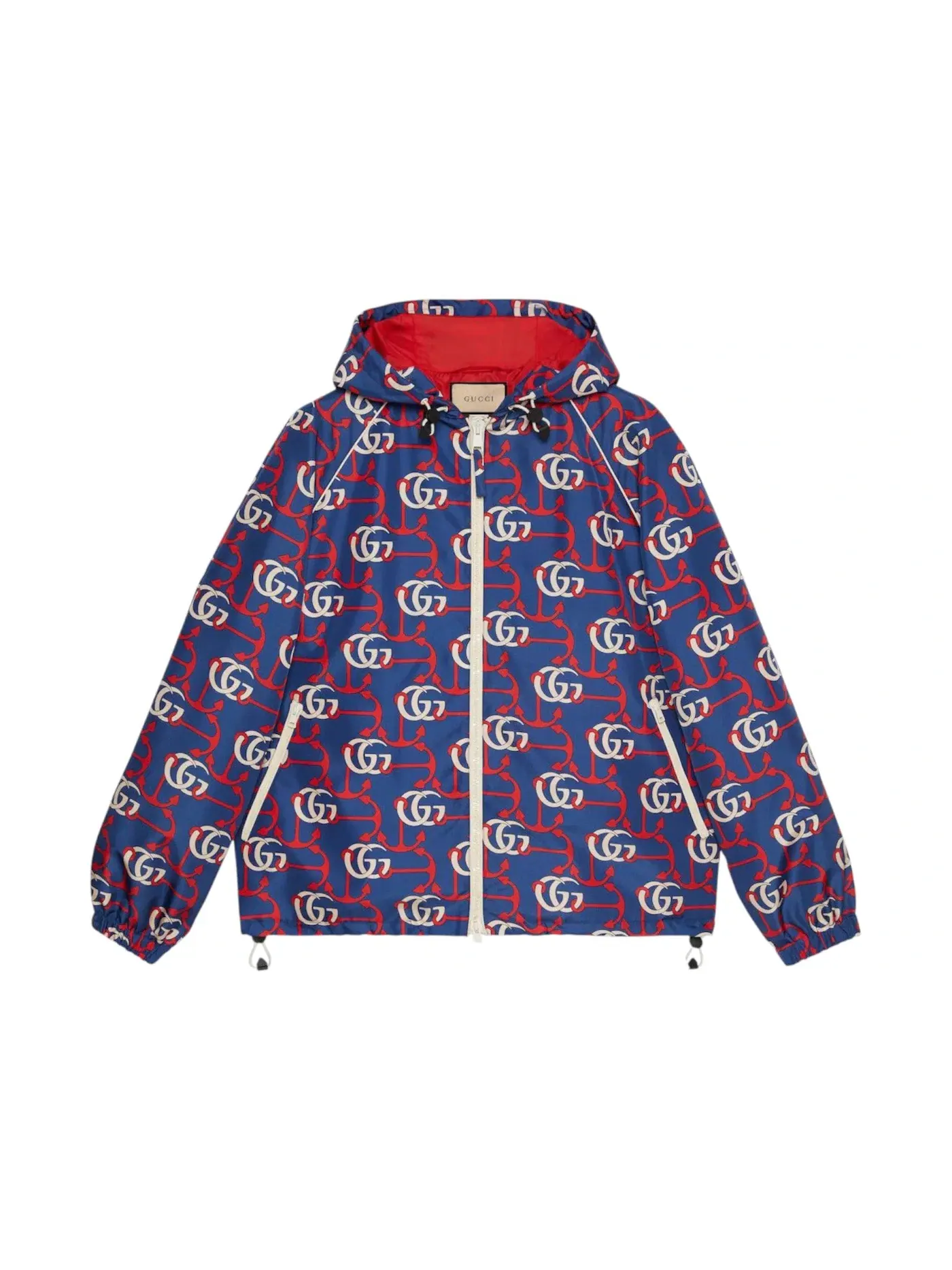 Мужская куртка с принтом GG Monogram Gucci — изображение 1 из 1, синий красный белый