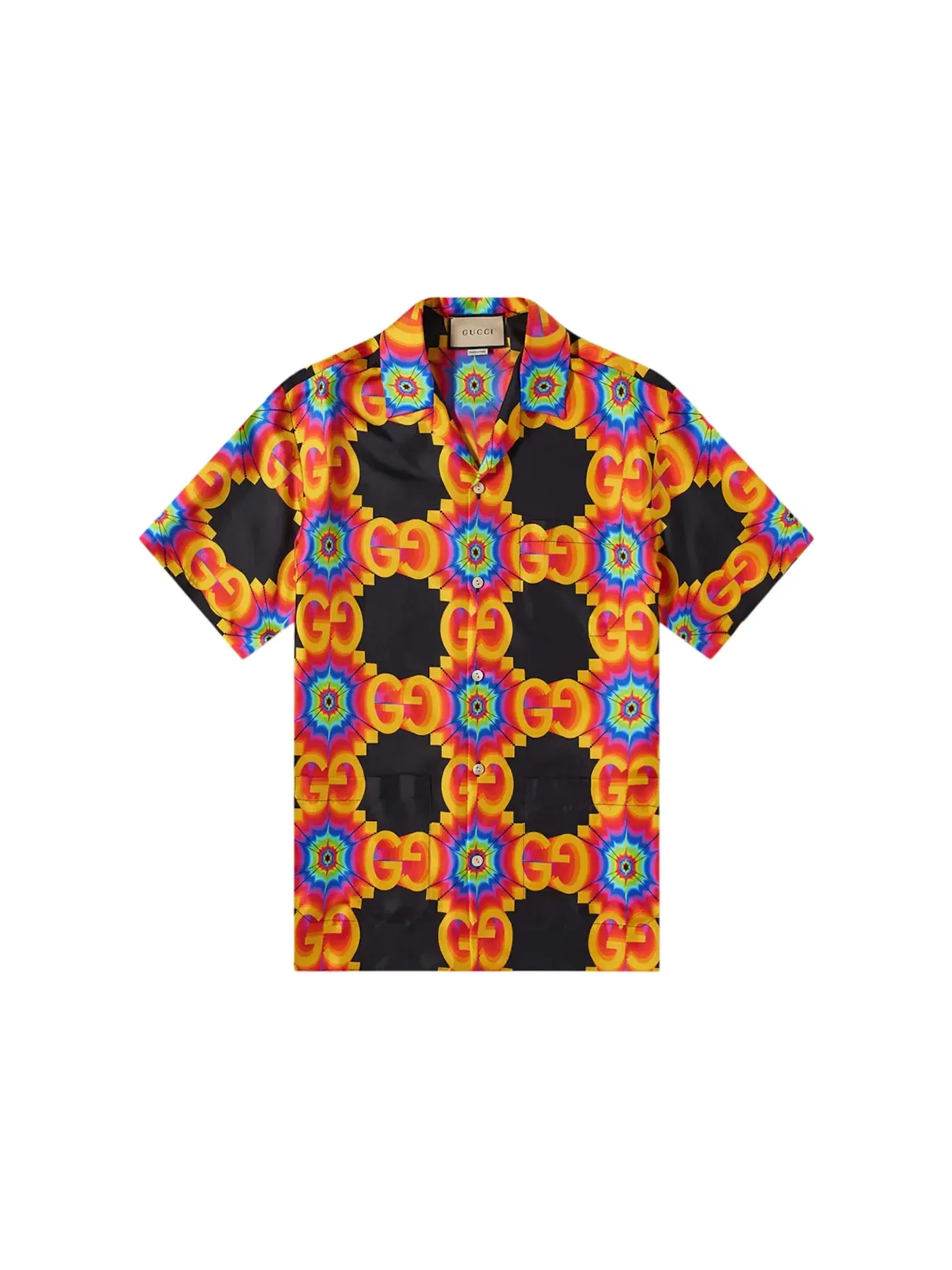 Мужская рубашка с принтом Shirt Gucci — изображение 1 из 1, оранжевый/черный/мульти