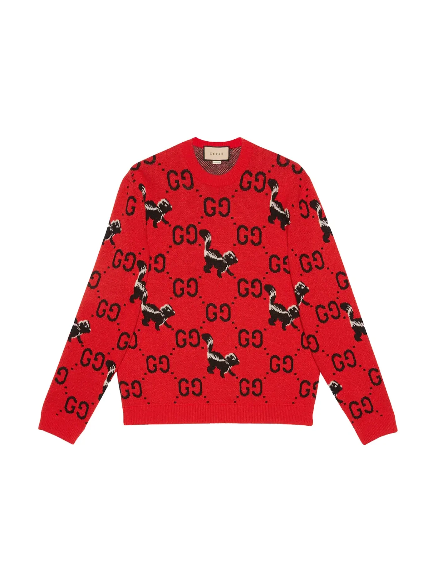 Мужской свитер с принтом GG Skunk Gucci — изображение 1 из 1, красный/черный