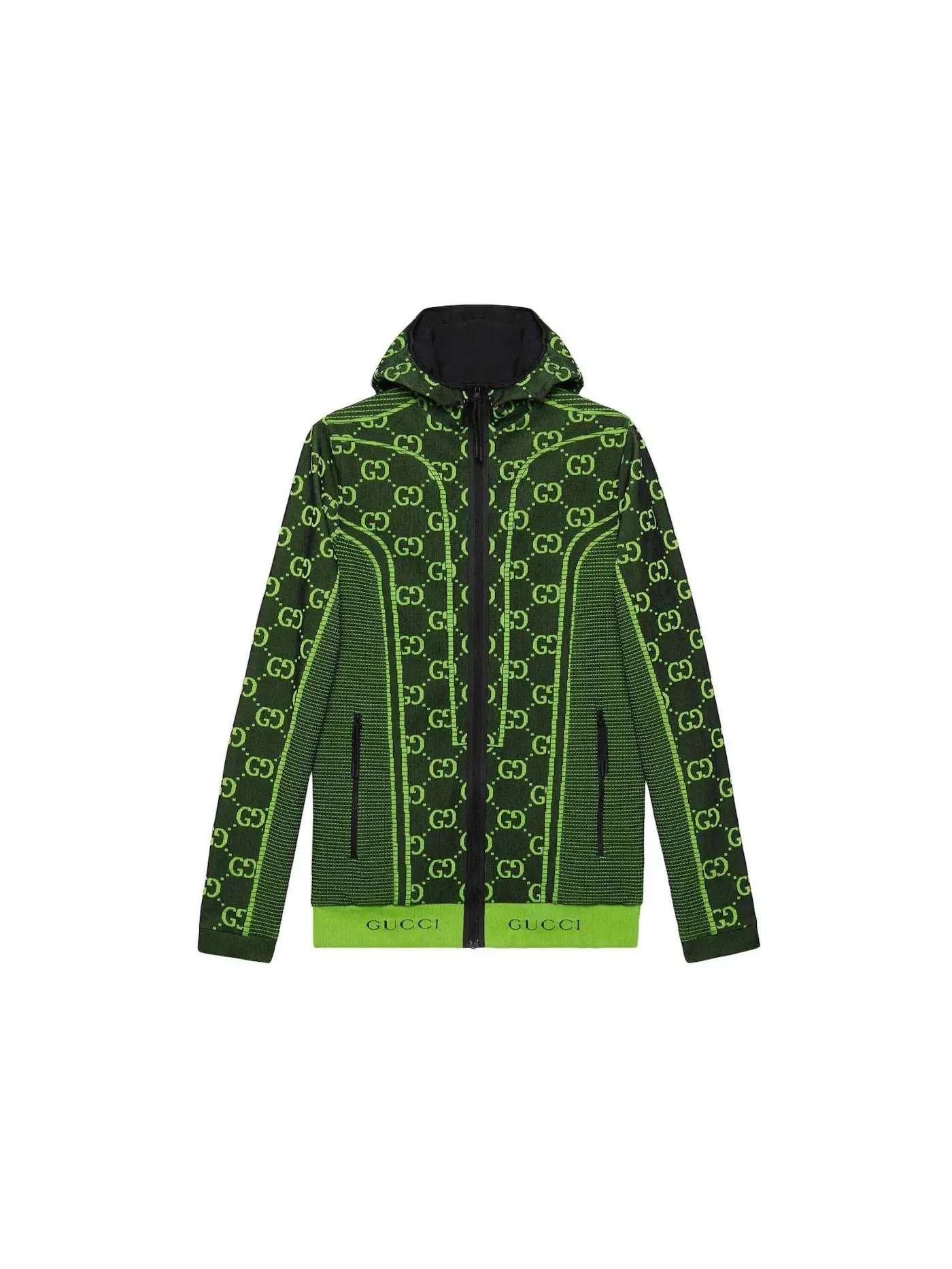 Мужская куртка с принтом GG Tubular Jersey Gucci — изображение 1 из 2, черный/зеленый