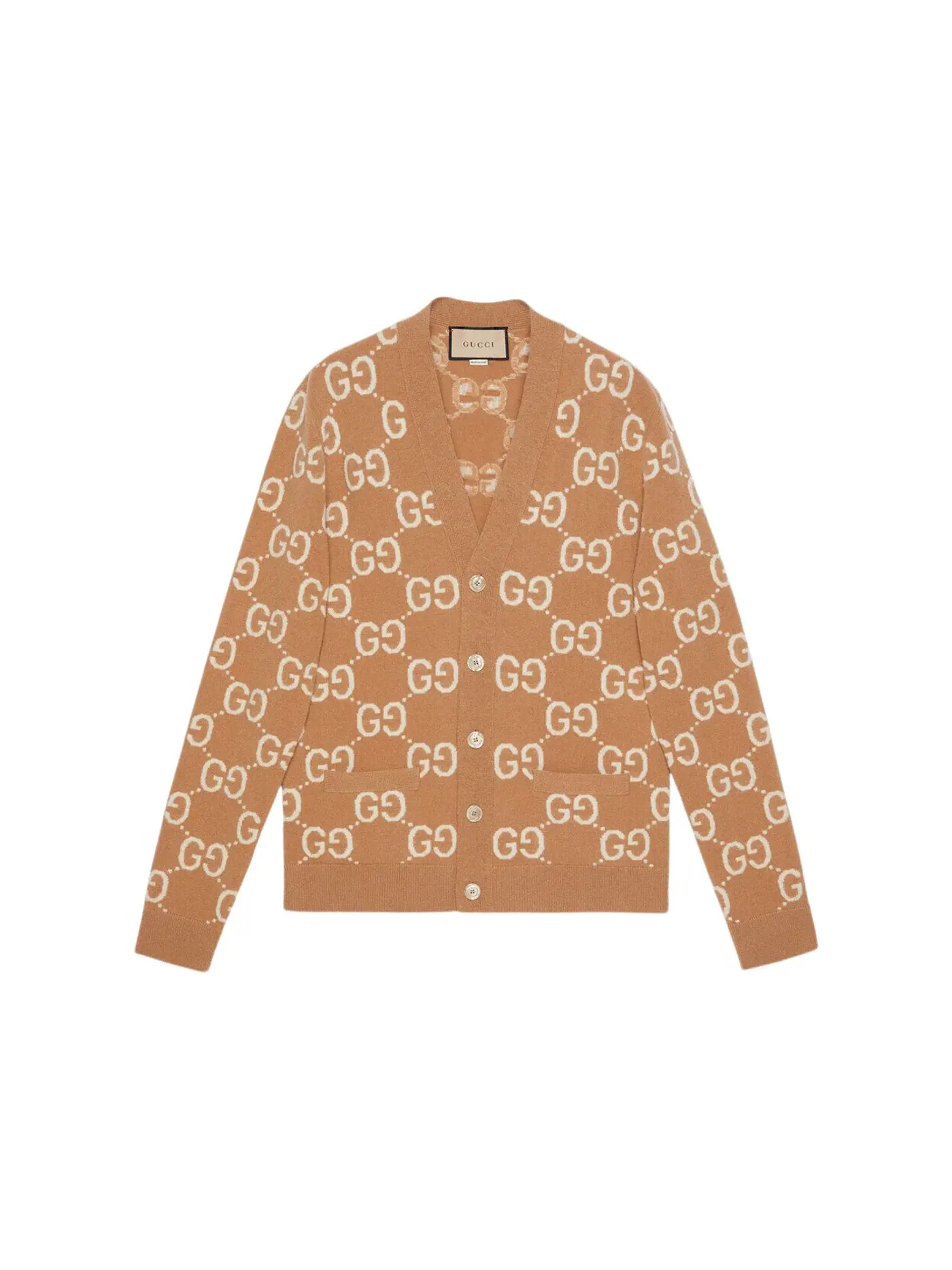 Мужской кардиган с V-образным вырезом из джерси Gucci — изображение 1 из 1, слоновая кость