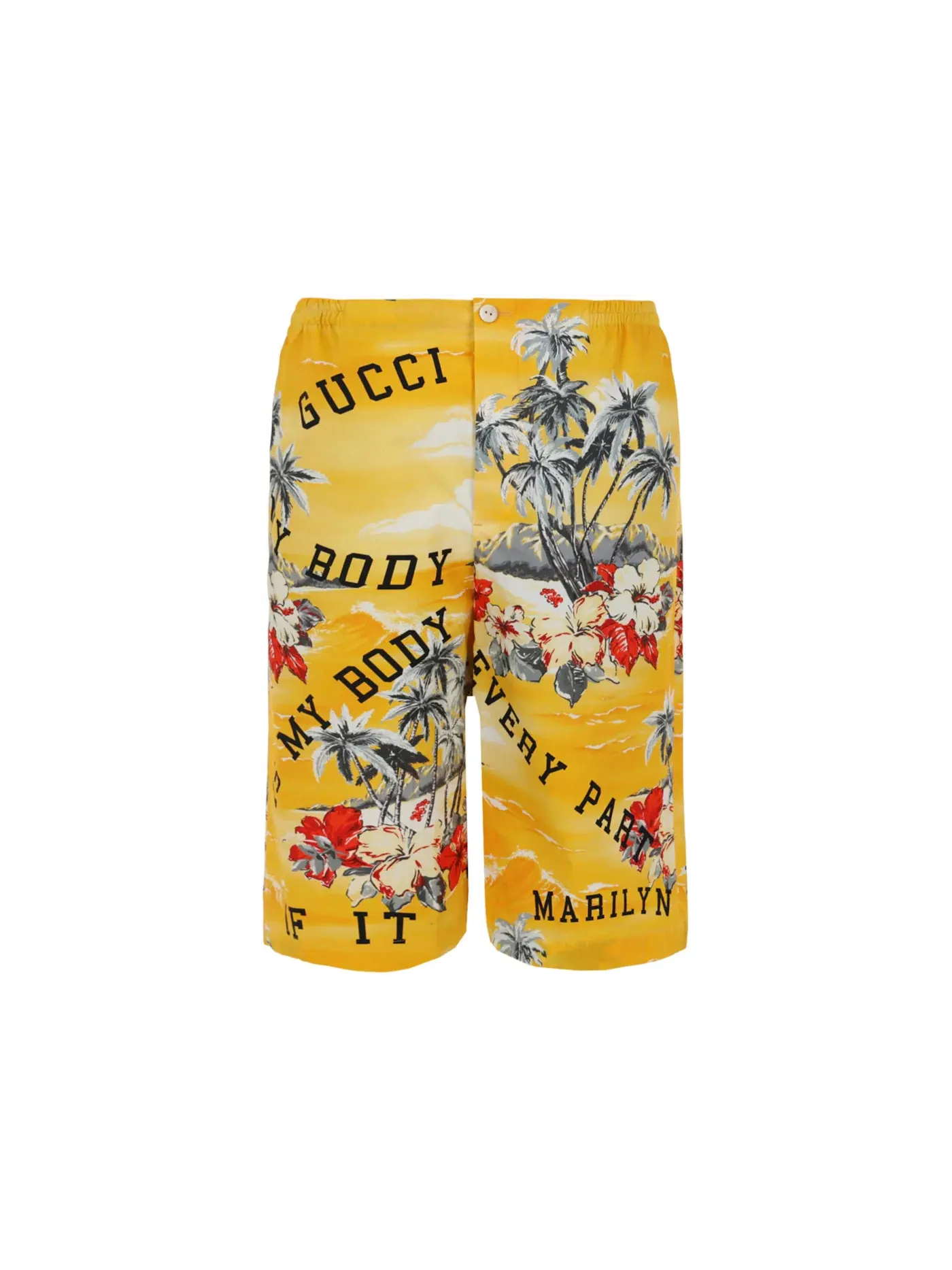Мужские шорты с принтом Hawaiian Print Gucci — изображение 1 из 3, яркий желтый