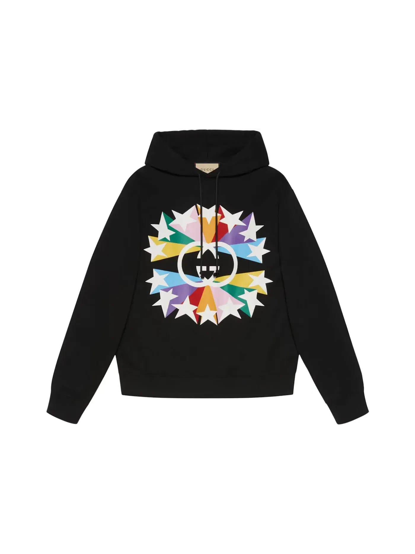 Мужской свитшот с принтом Gucci Interlocking G Star Burst Print Cotton Sweatshirt — изображение 1 из 1, черный
